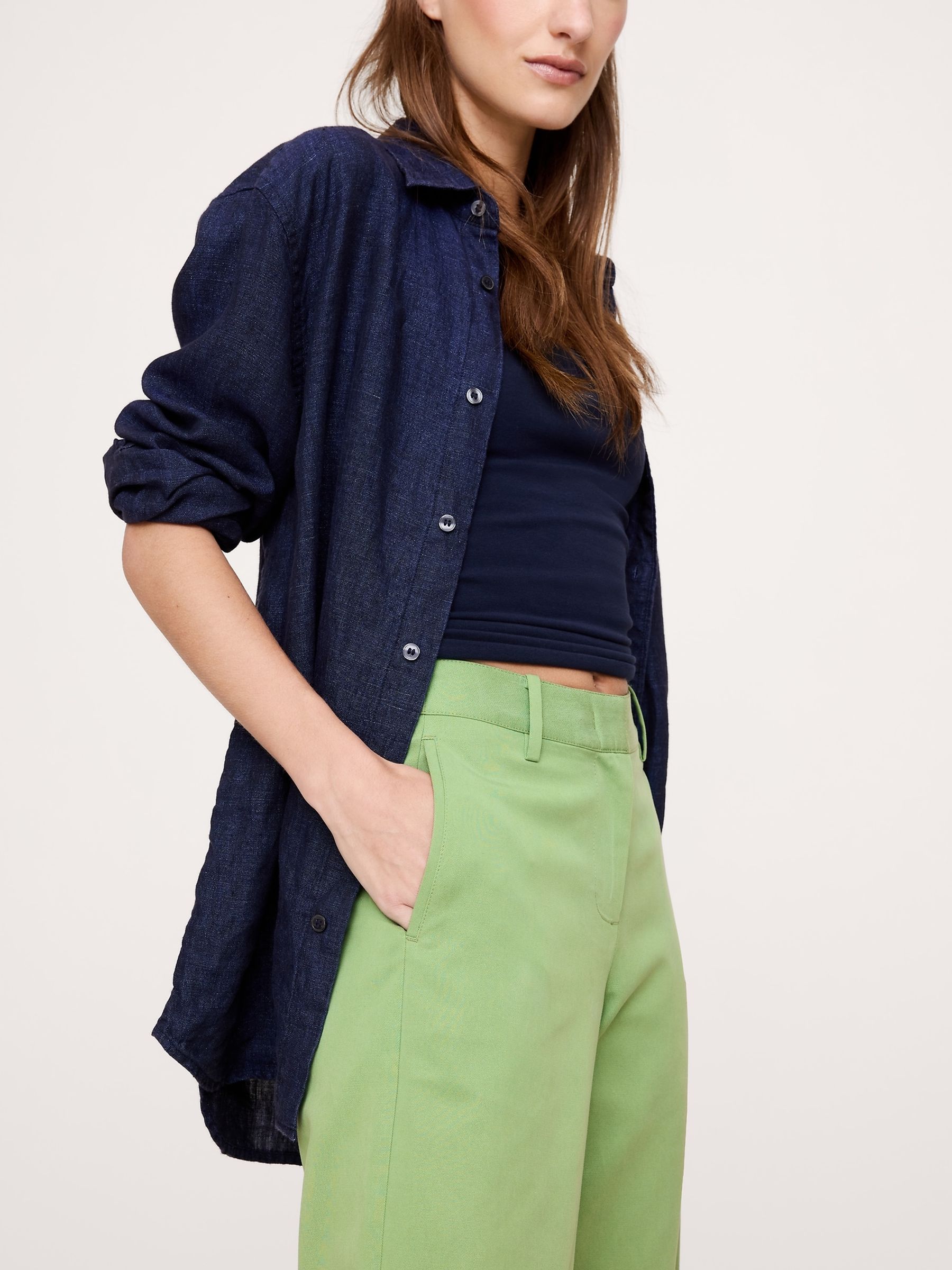 Banana Republic Green Everyday Mid Rise Wide-Leg Trousers - Image 4 of 4