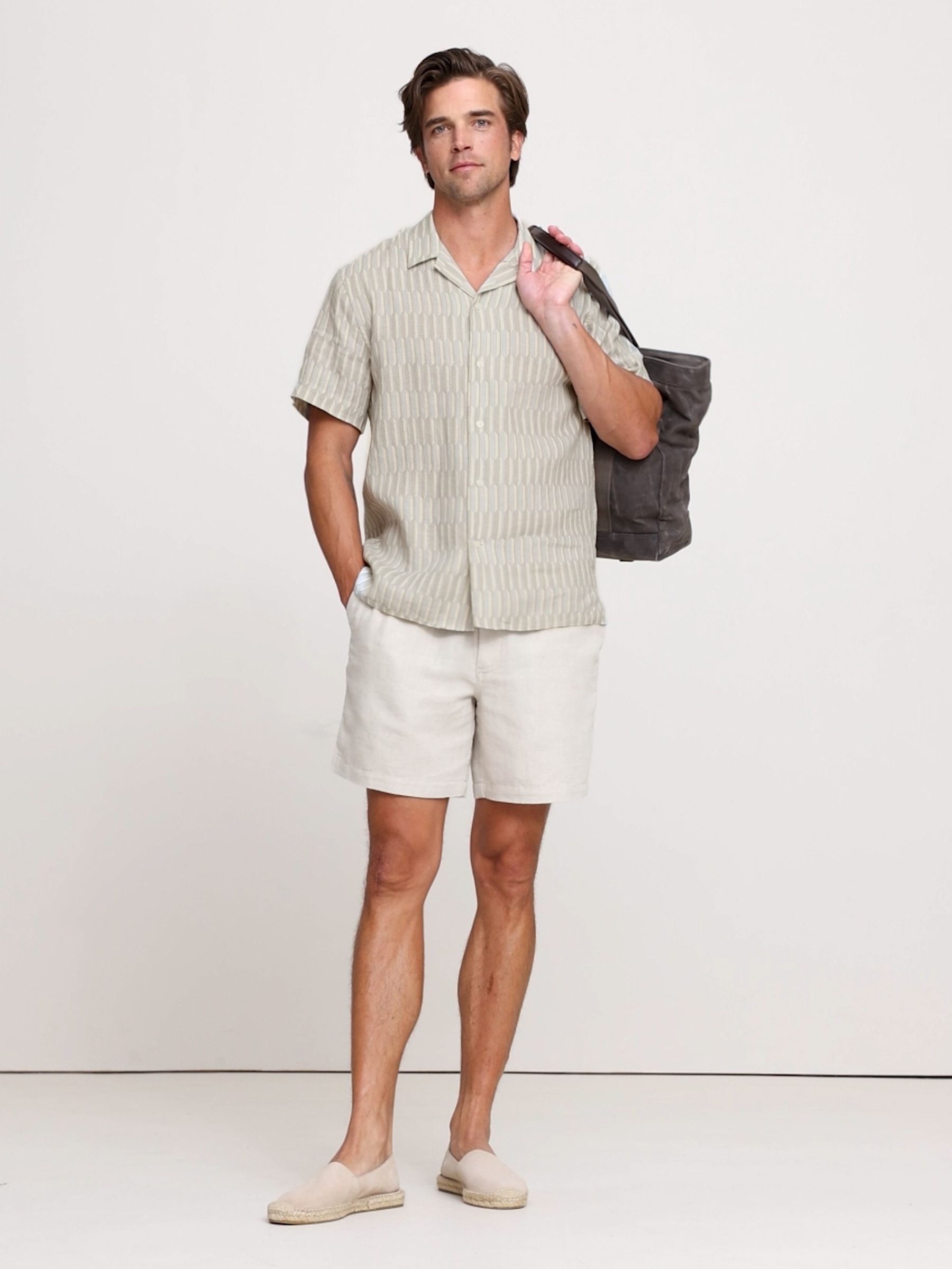 Banana Republic Beige 100% Linen Regular Fit Resort Shirt - Image 4 of 4