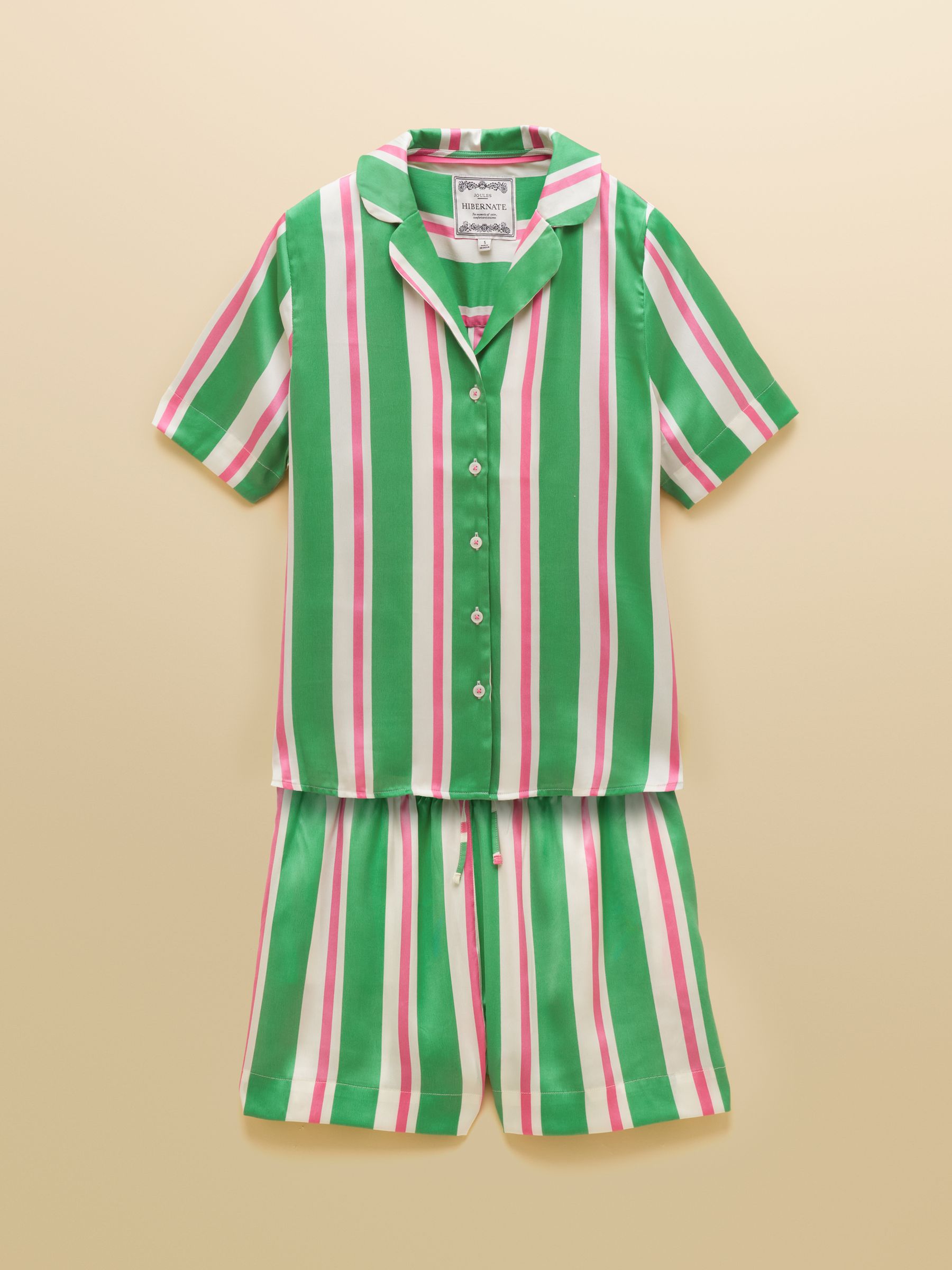 Green Striped Short Satin Pyjama Set - Image 8 of 8 Green Striped Short Satin Pyjama Set - Image 8 of 8