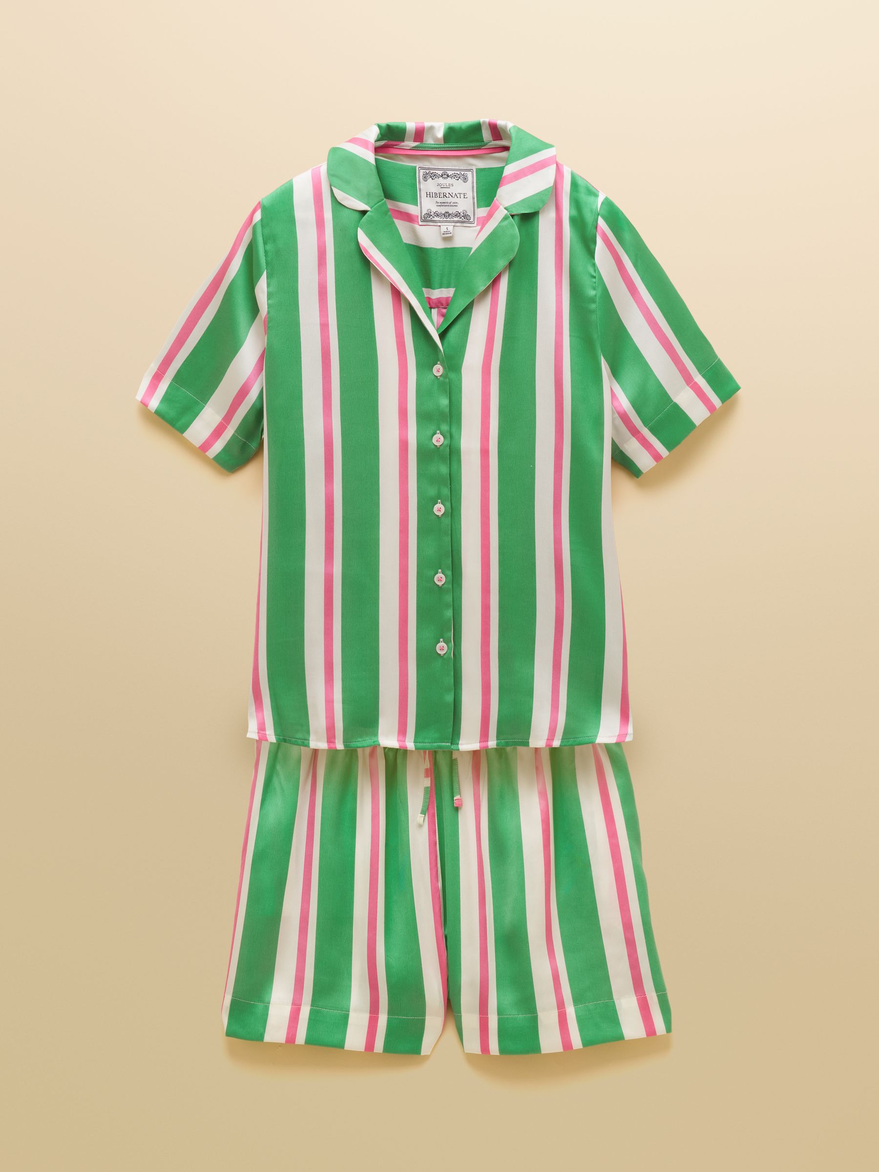 Green Striped Short Satin Pyjama Set - Image 9 of 9 Green Striped Short Satin Pyjama Set - Image 9 of 9