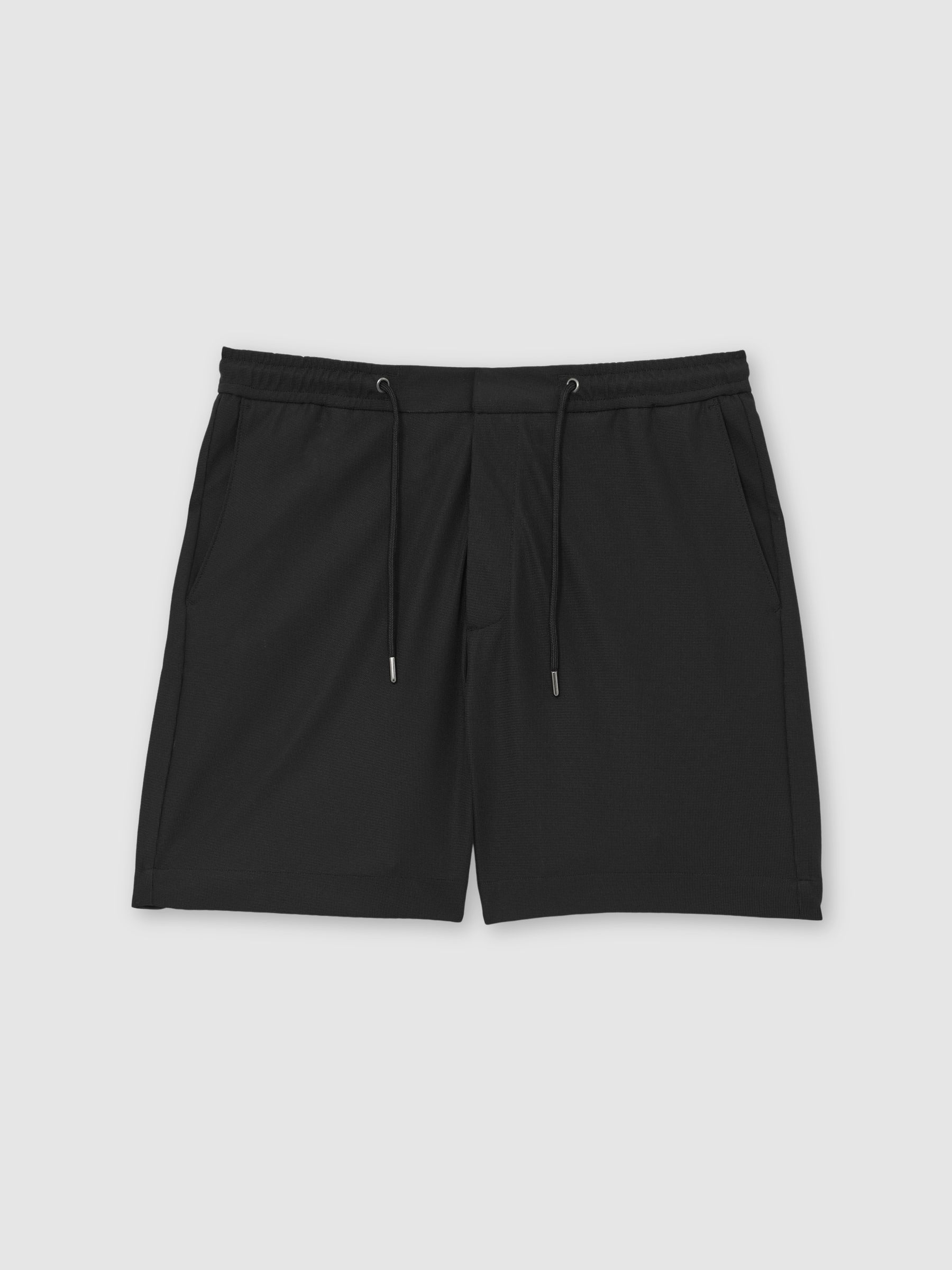 Textured Drawstring Shorts in Black - image 1