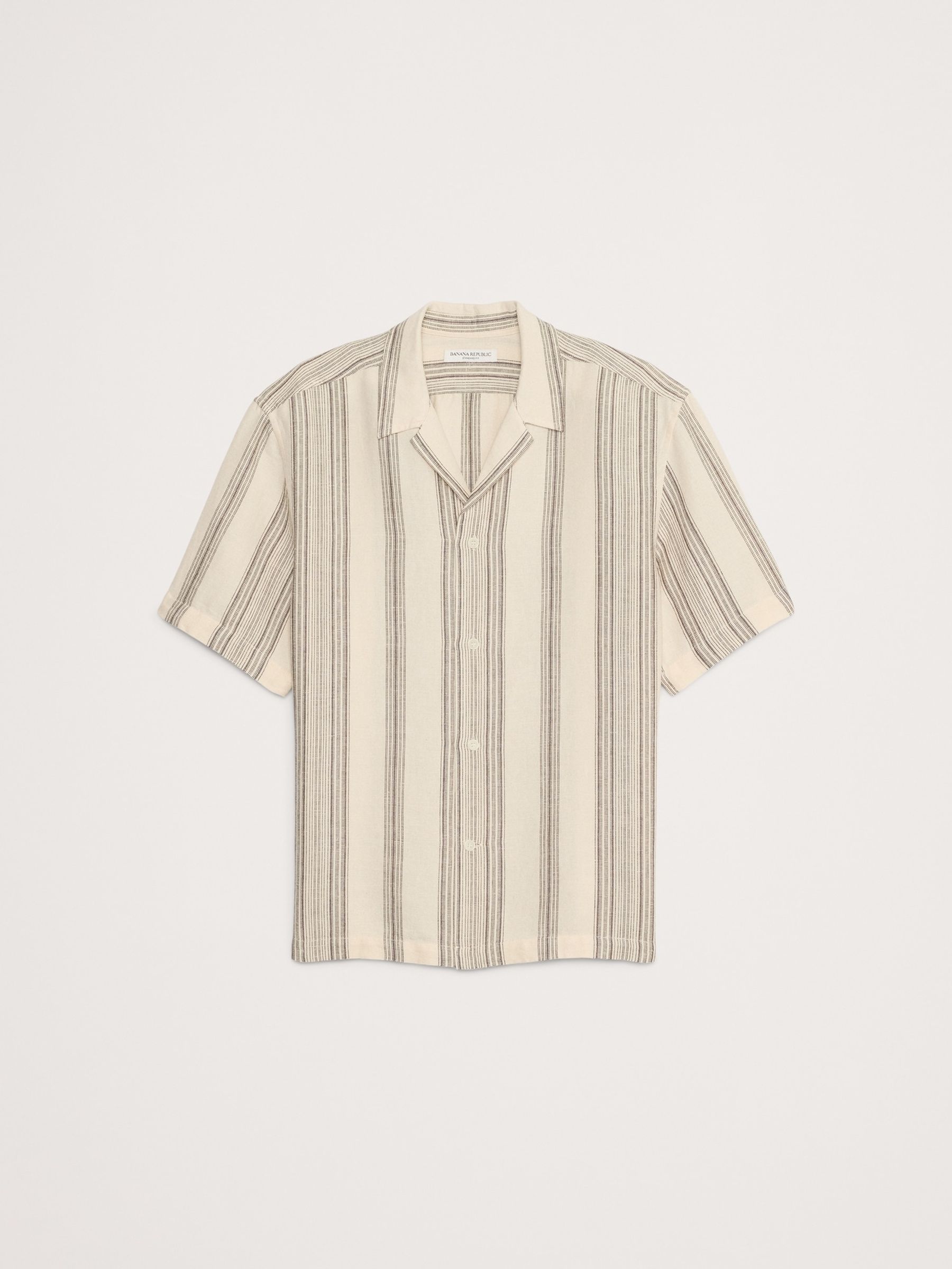 Banana Republic Beige Stripe Linen-Cotton Resort Shirt - Image 5 of 5