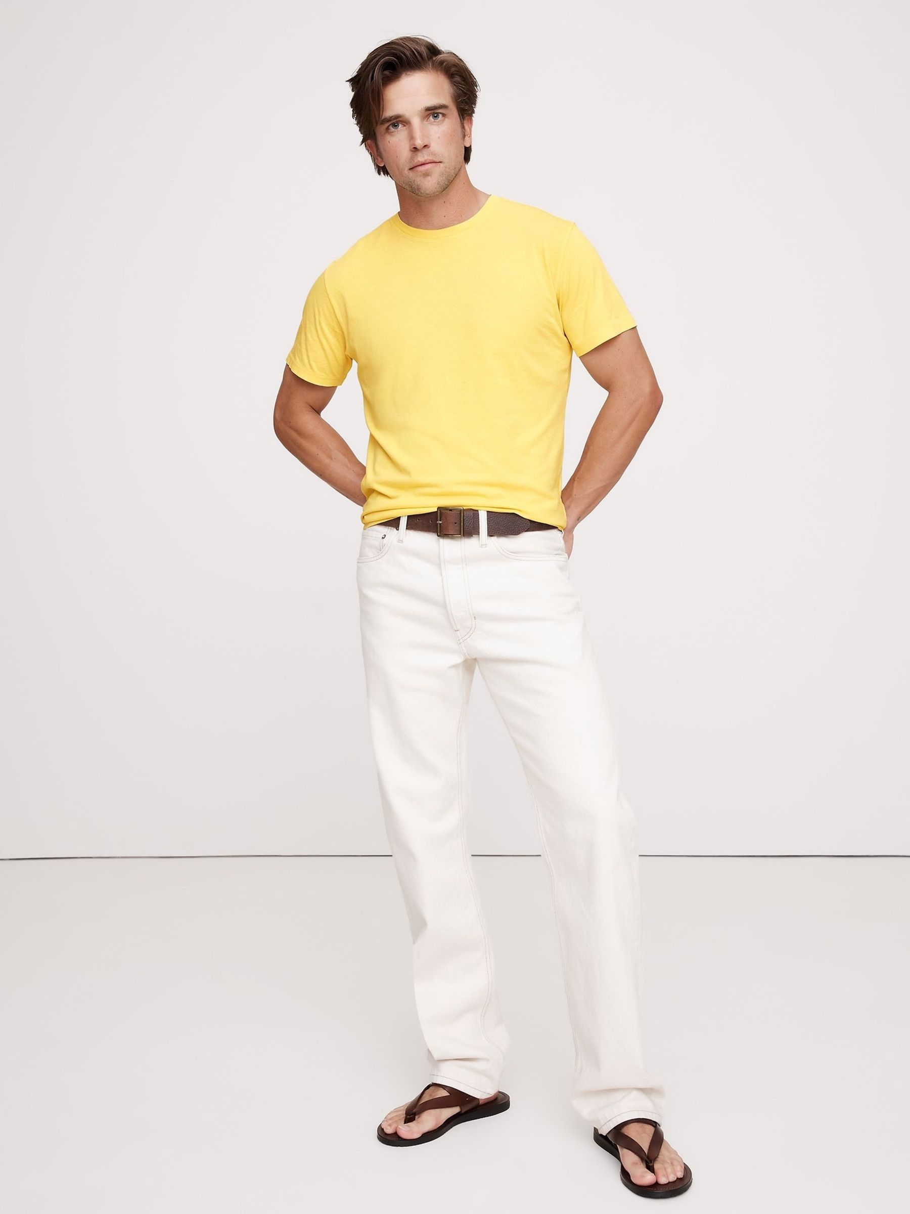 Banana Republic Yellow Lightweight Cotton Crew-Neck T-Shirt - Image 1 of 1