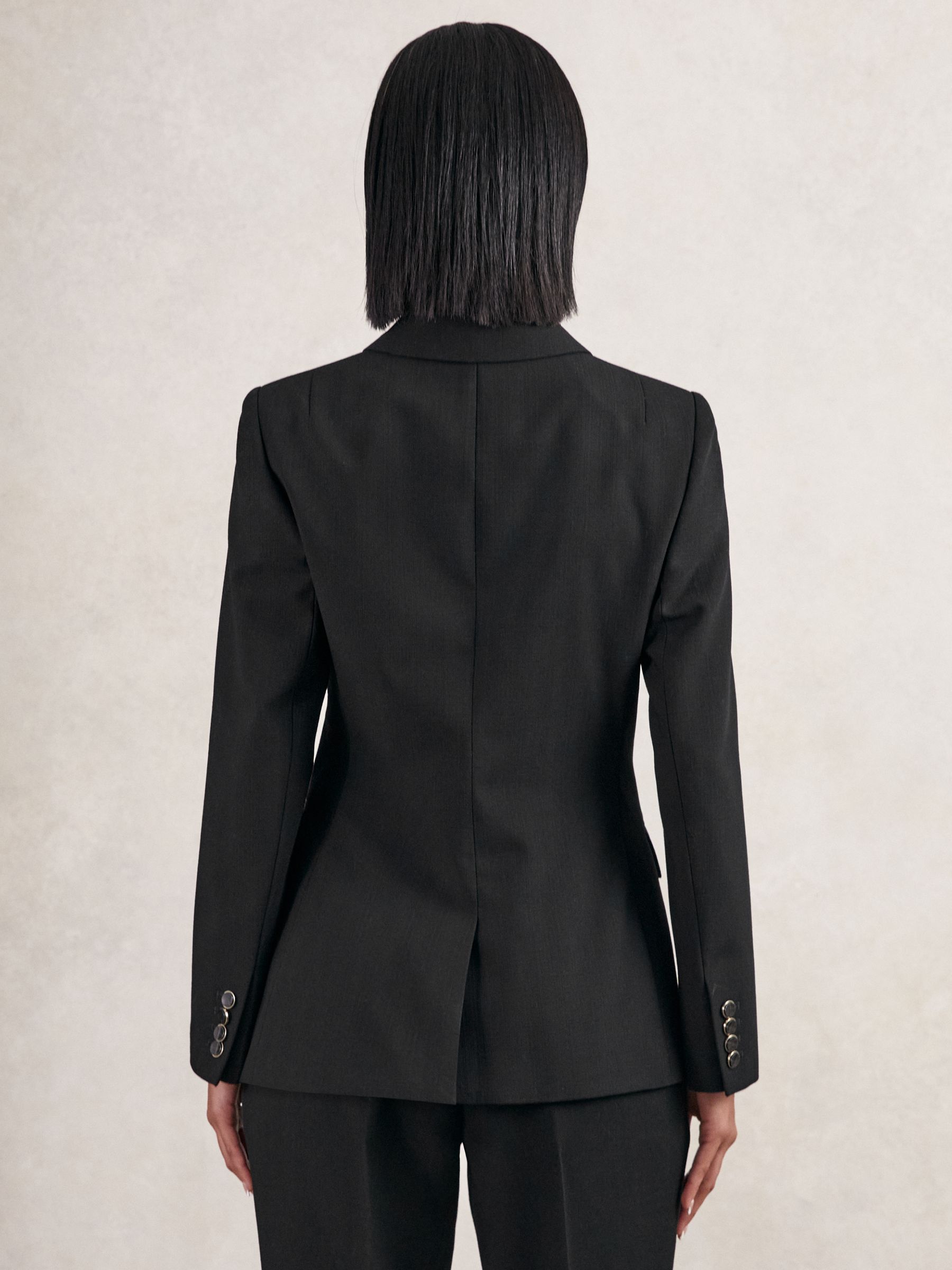 Wool-Blend Double-Breasted Blazer in Black - image 3