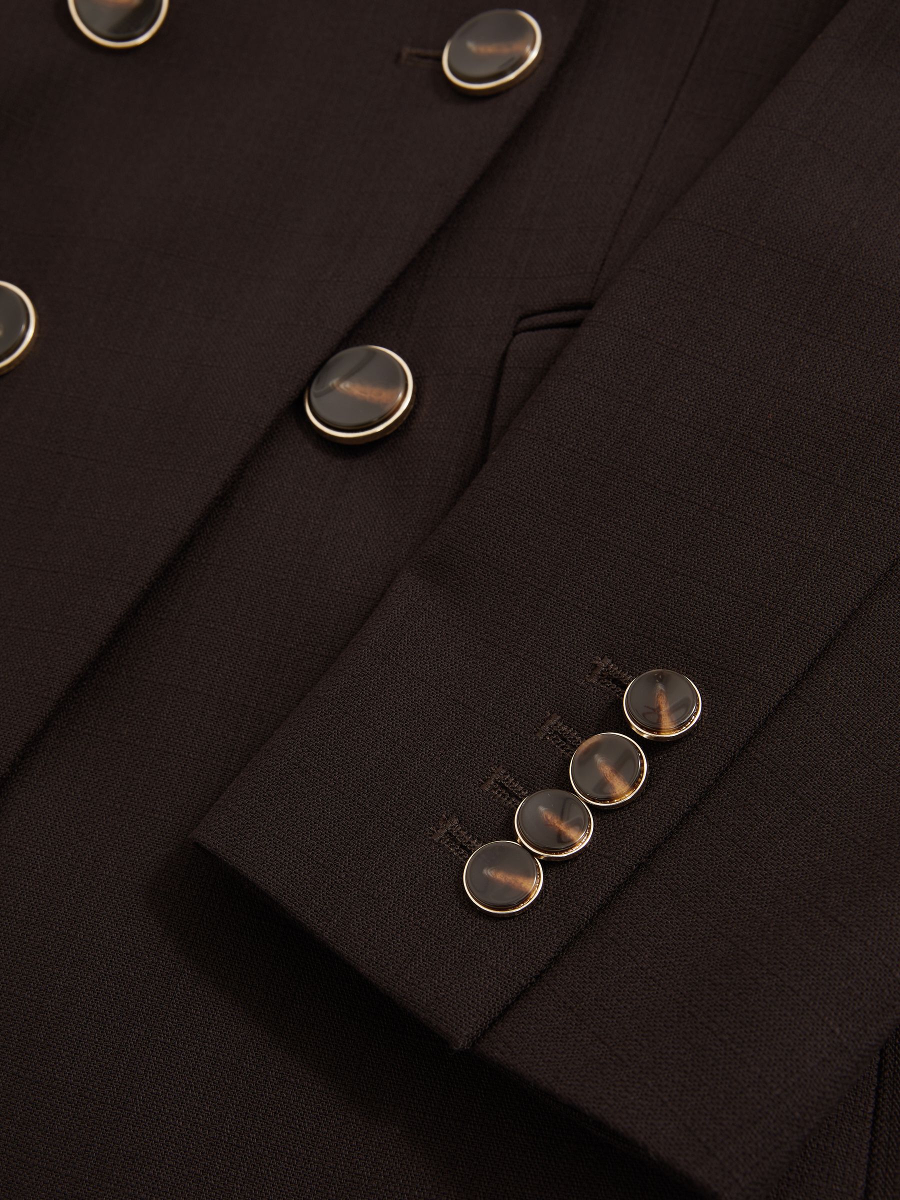 Wool-Blend Double-Breasted Blazer in Chocolate Brown - Image 6 of 6