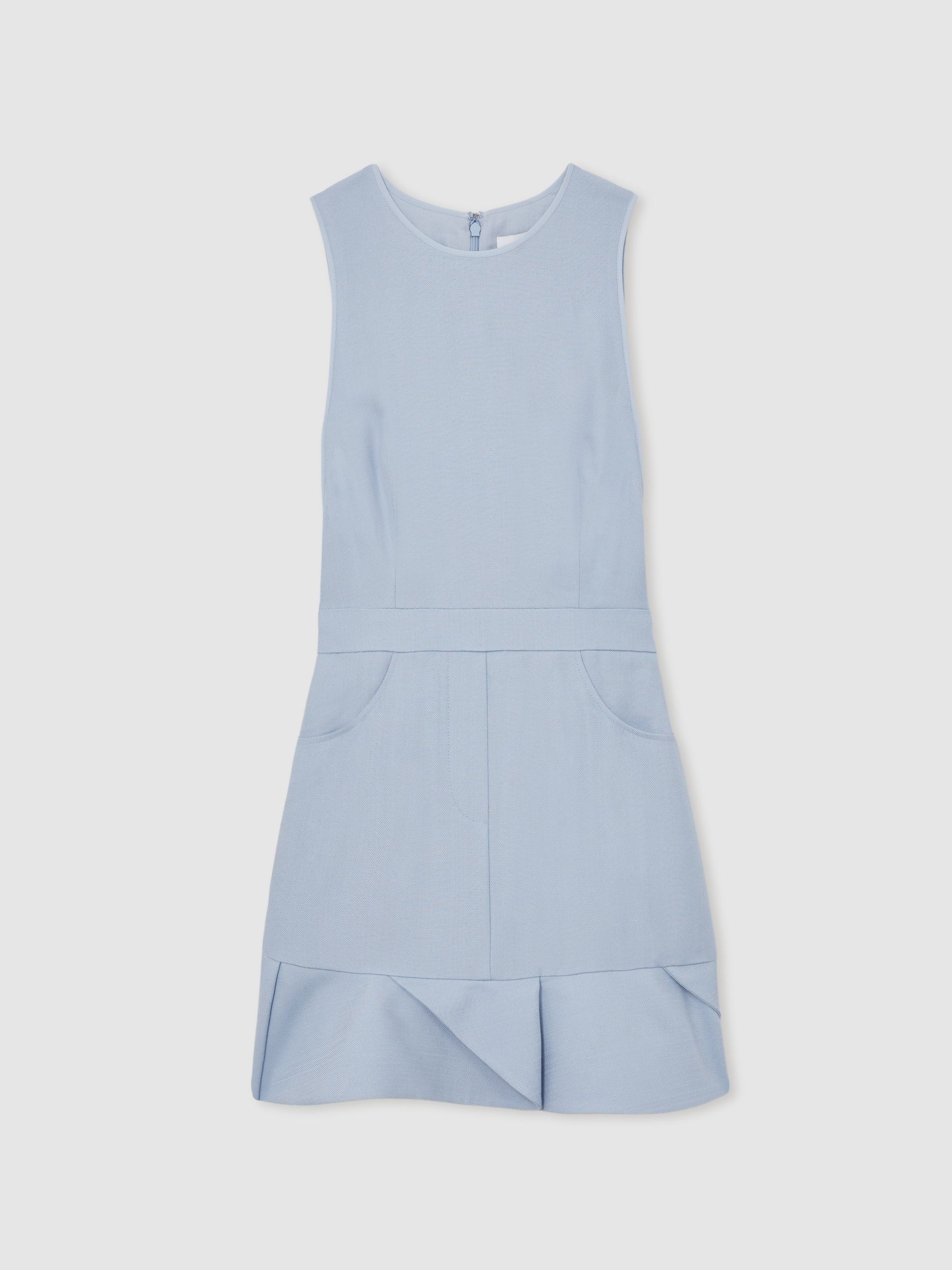 【海外限定】REISSワンピース☆Ashley Ruffle Hem Mini Dress, B Reiss Structured Ruffle-Hem Mini Dress in Blue | REISS