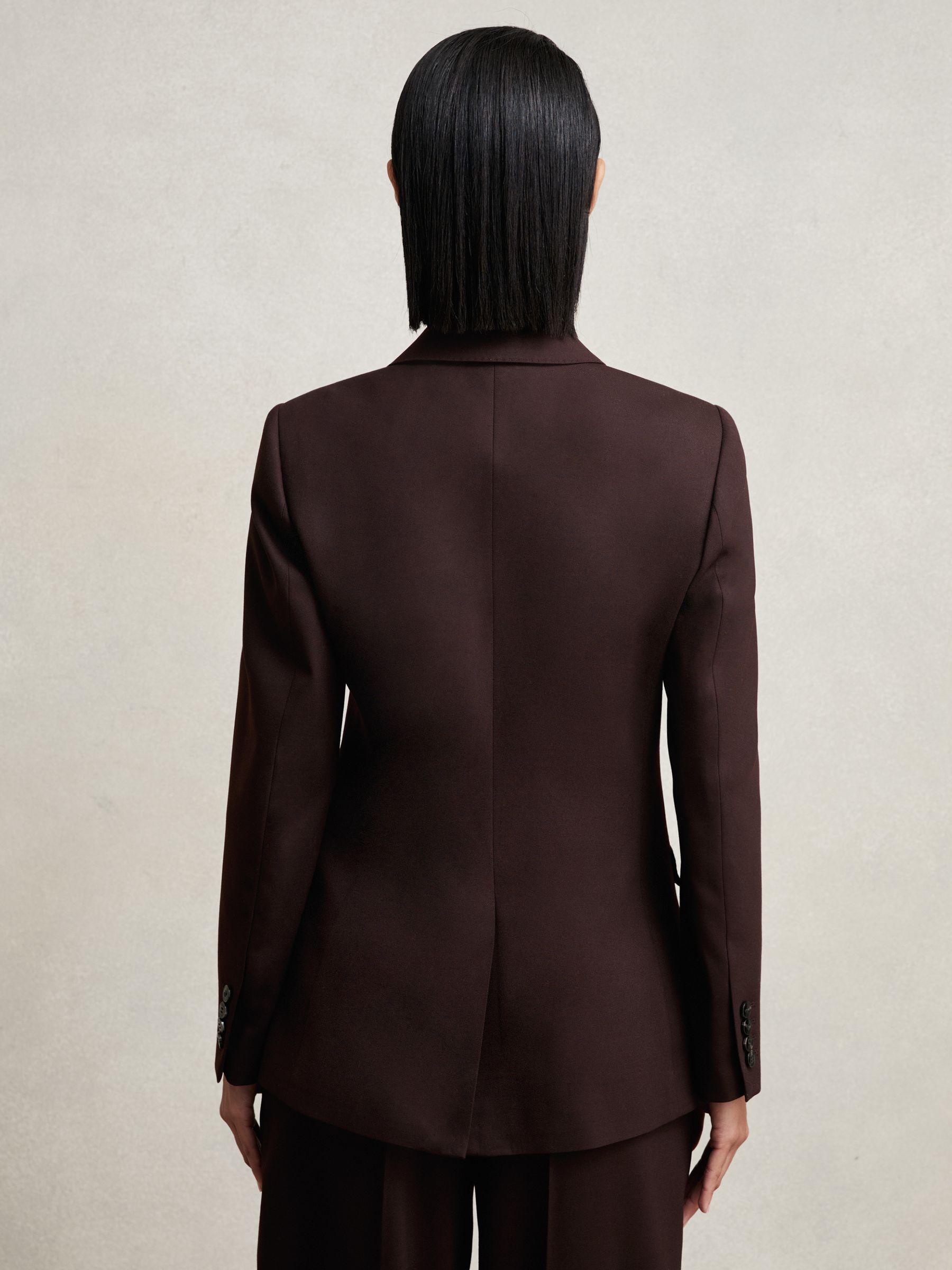 Wool-Blend Double-Breasted Suit Blazer in Aubergine - image 5