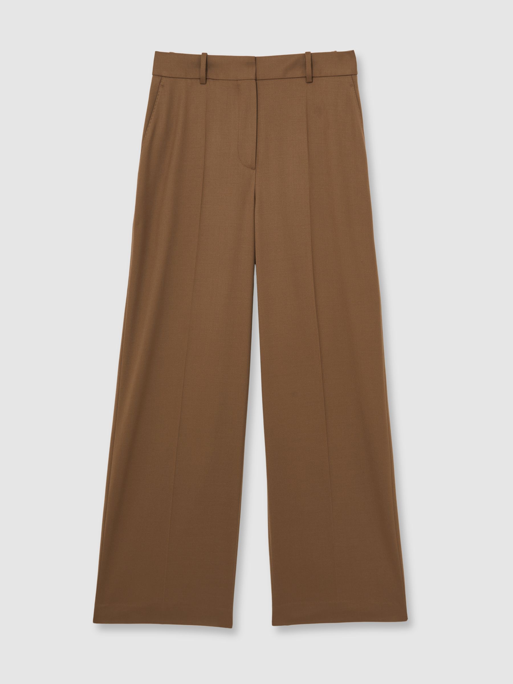 Wool-Blend Wide-Leg Suit Trousers in Tan - Image 2 of 8