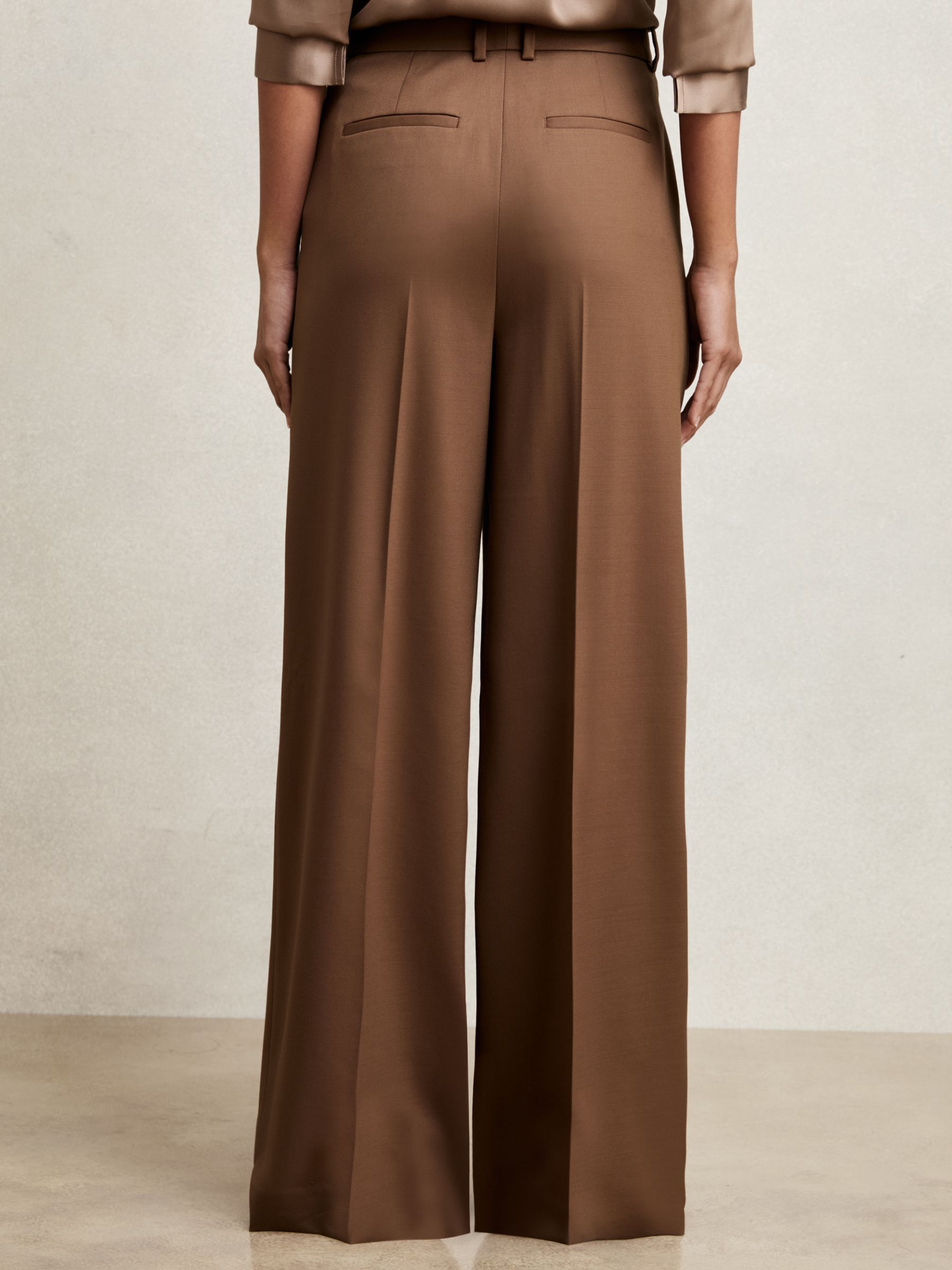 Wool-Blend Wide-Leg Suit Trousers in Tan - image 4