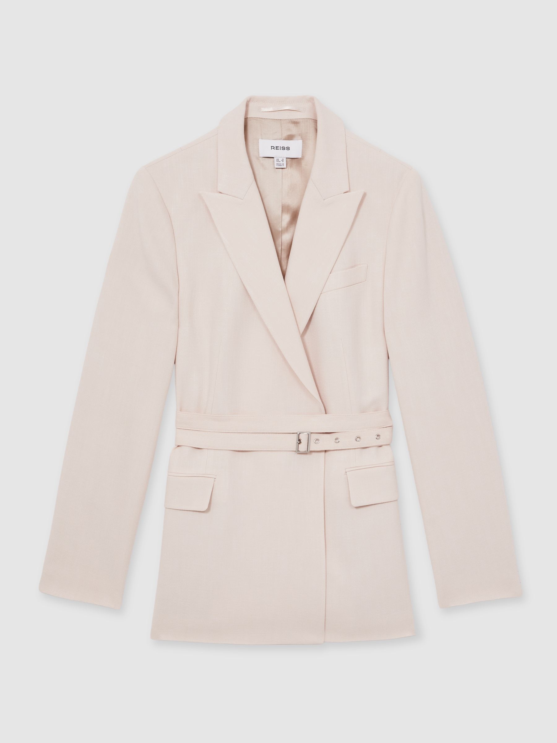 Single-Breasted Belted Suit Jacket in Pink - Image 2 of 6