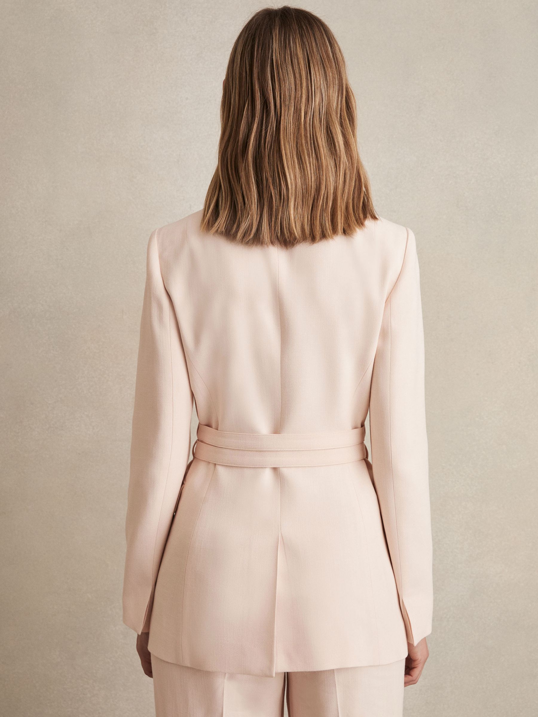 Single-Breasted Belted Suit Jacket in Pink - Image 5 of 6