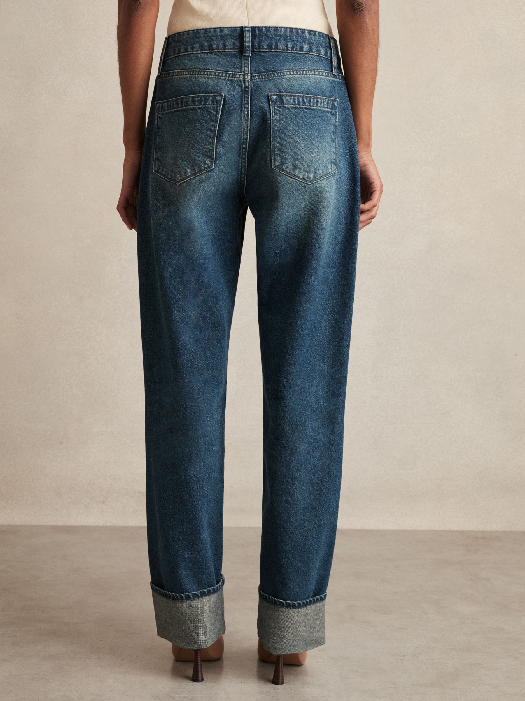Straight-Leg Turn-Up Jeans in Mid Blue - Image 6 of 7