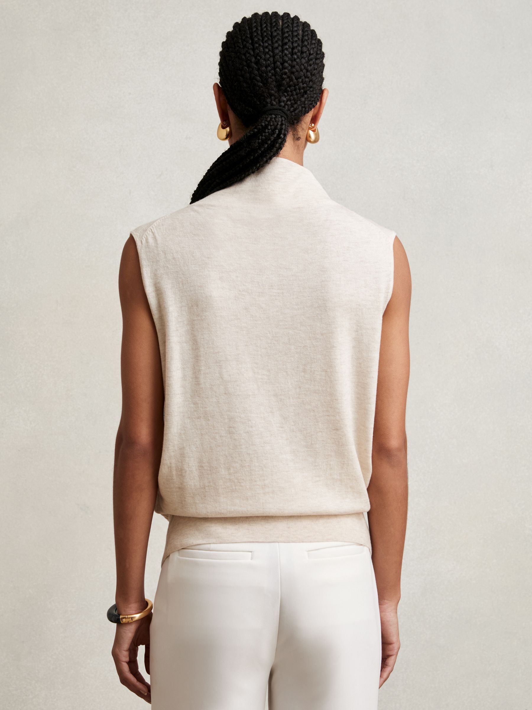 Wool Slouched Sleeveless Top in Stone Neutral - Image 5 of 6