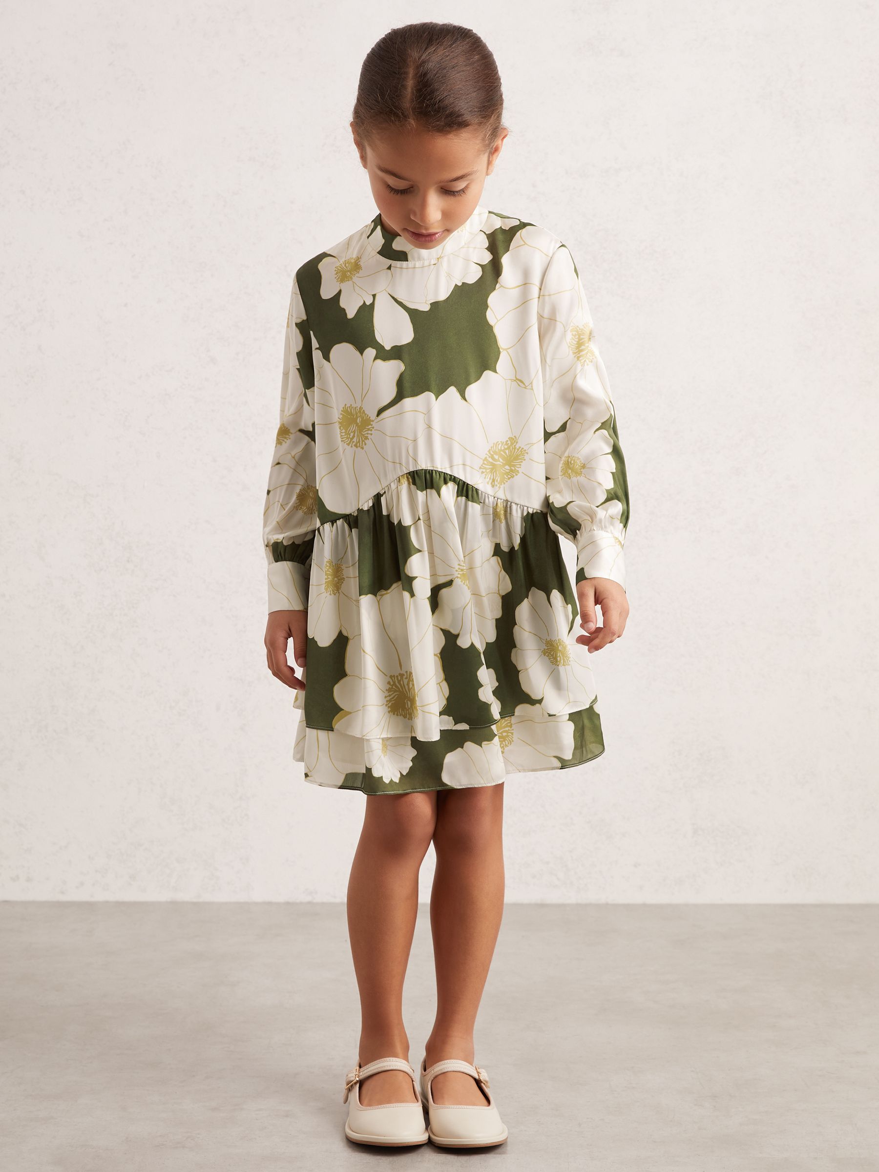 3-9 yrs Floral-Print Swing Dress in Green - Image 1 of 4