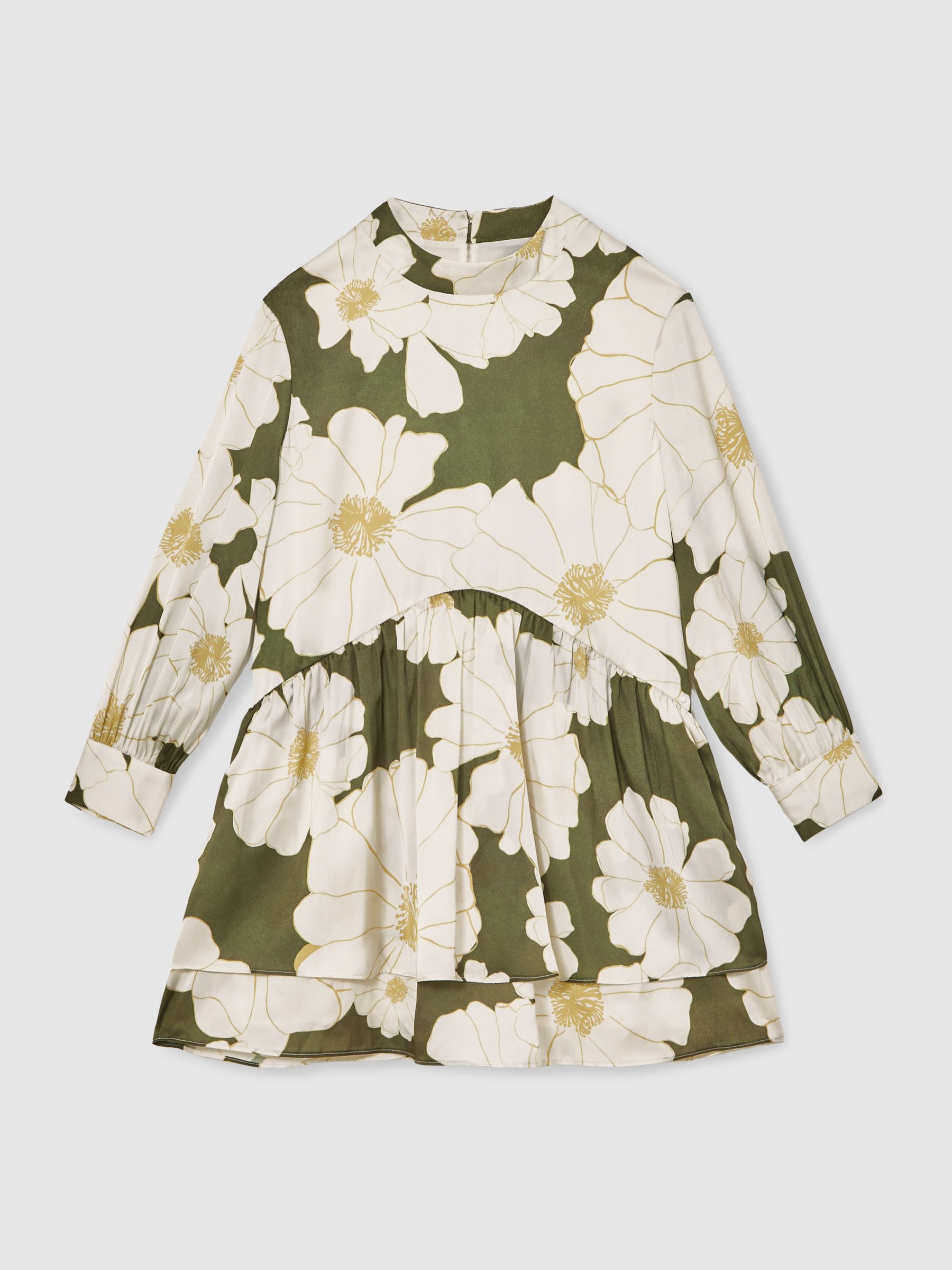 3-9 yrs Floral-Print Swing Dress in Green - Image 2 of 4
