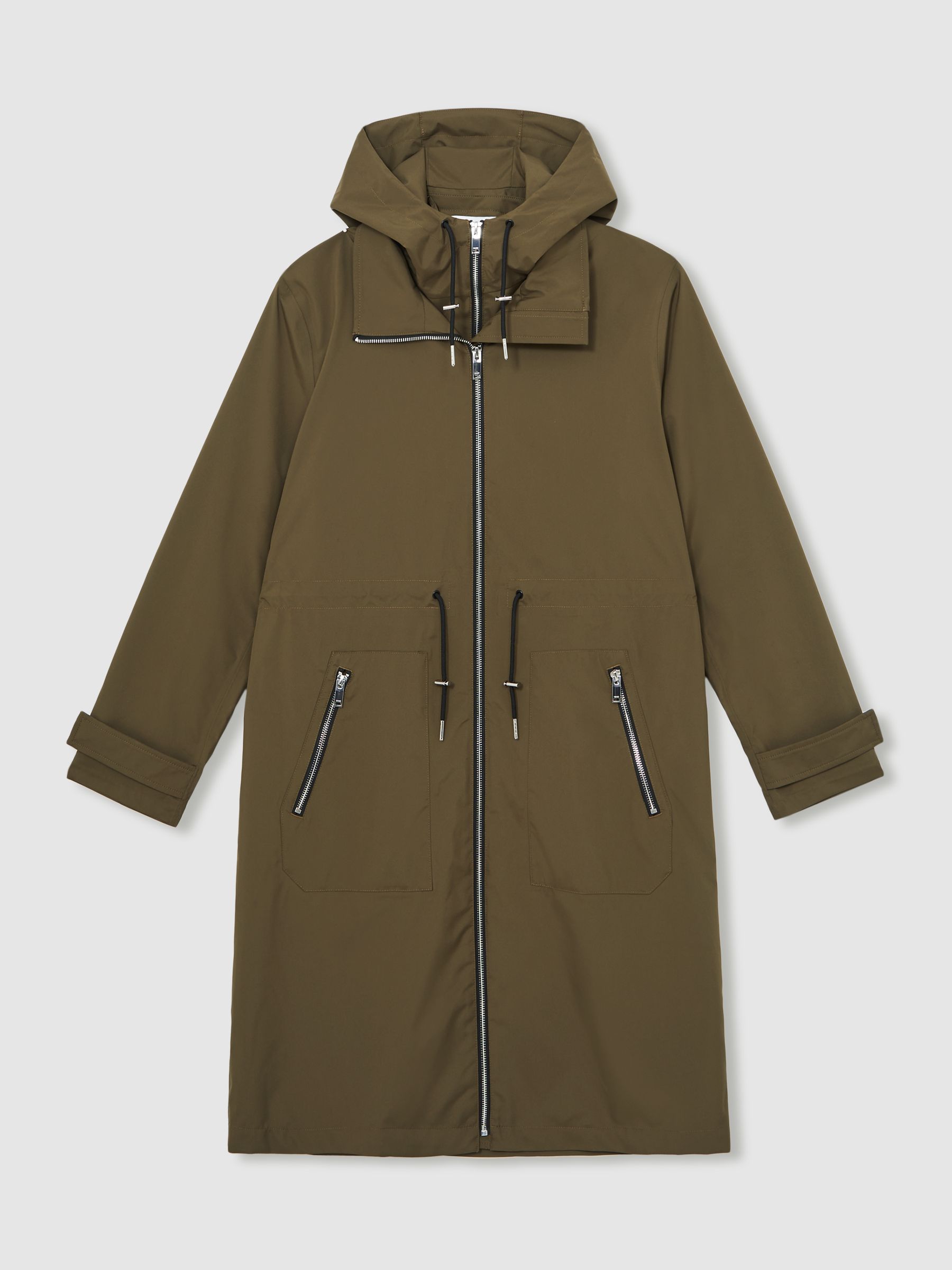 Removable-Hood Parka Rain Coat in Khaki - Image 2 of 7