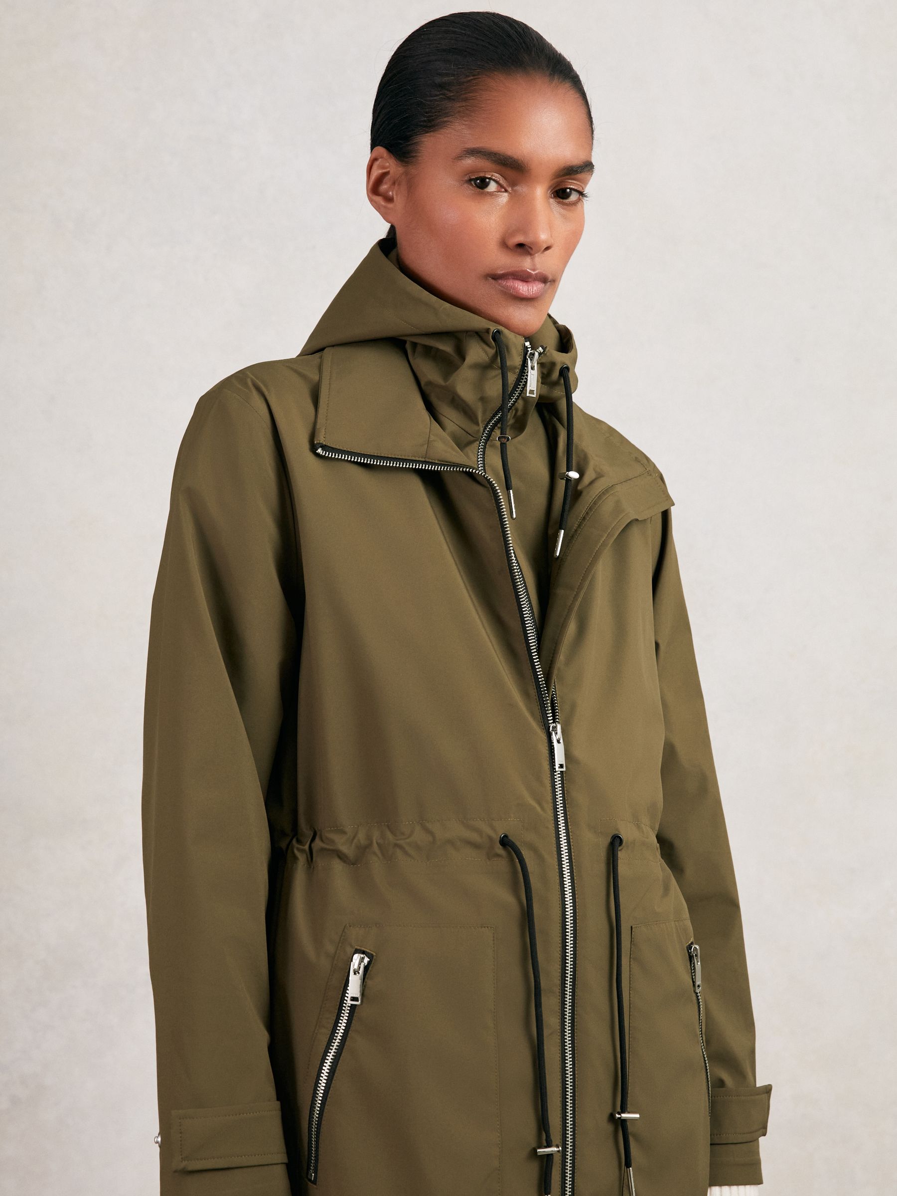 Removable-Hood Parka Rain Coat in Khaki - Image 3 of 7