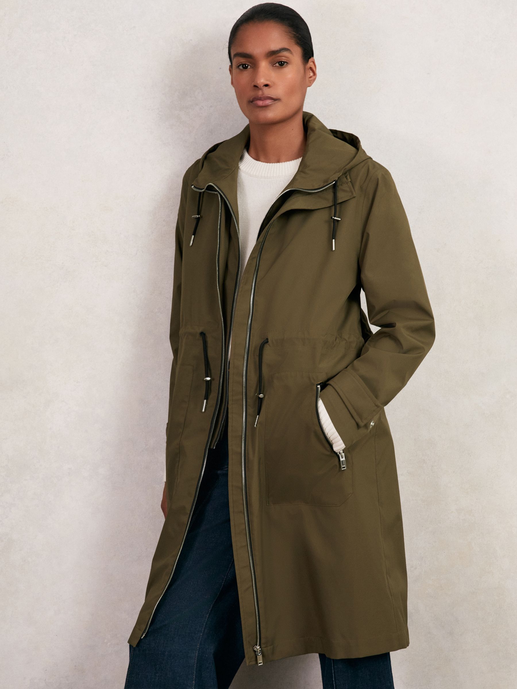 Removable-Hood Parka Rain Coat in Khaki - image 3