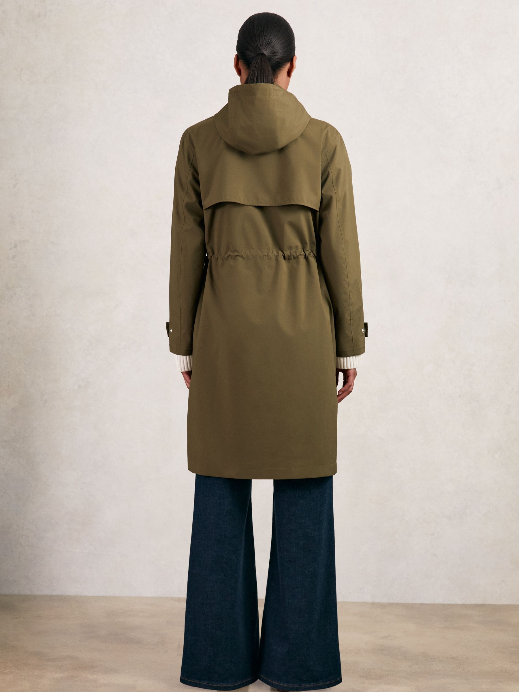Removable-Hood Parka Rain Coat in Khaki - image 4