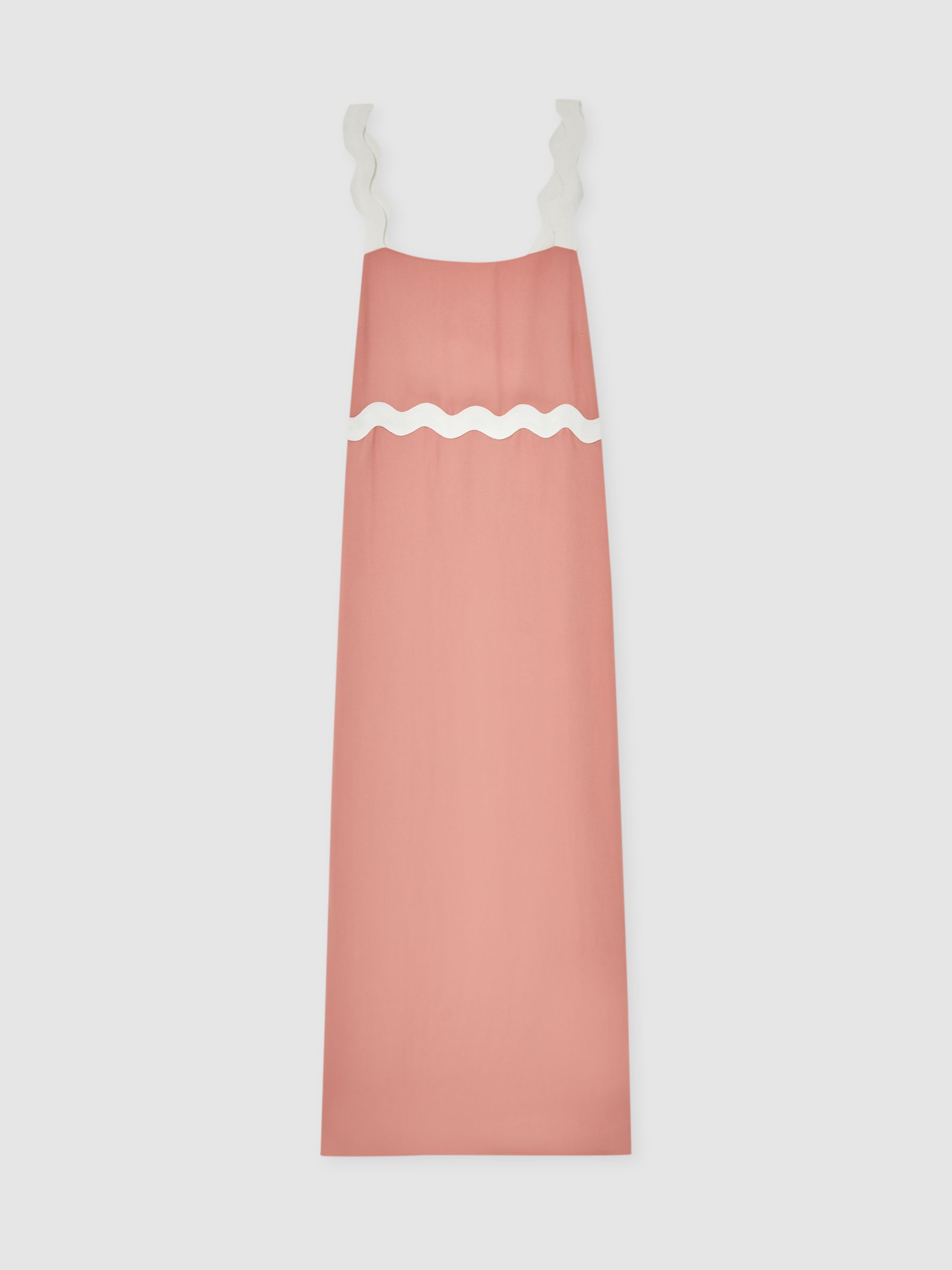 【海外限定】REISSドレス☆Asher Wave-Trim Crepe Midi Dress in Reiss Wave-Trim Crepe Midi Dress in Pink - REISS