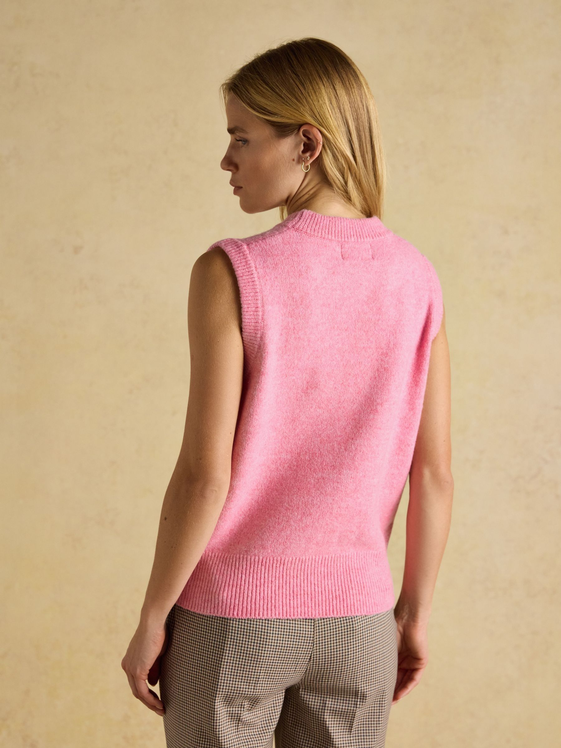 Holly Bright Pink Knitted Crew Neck Vest - Image 2 of 6