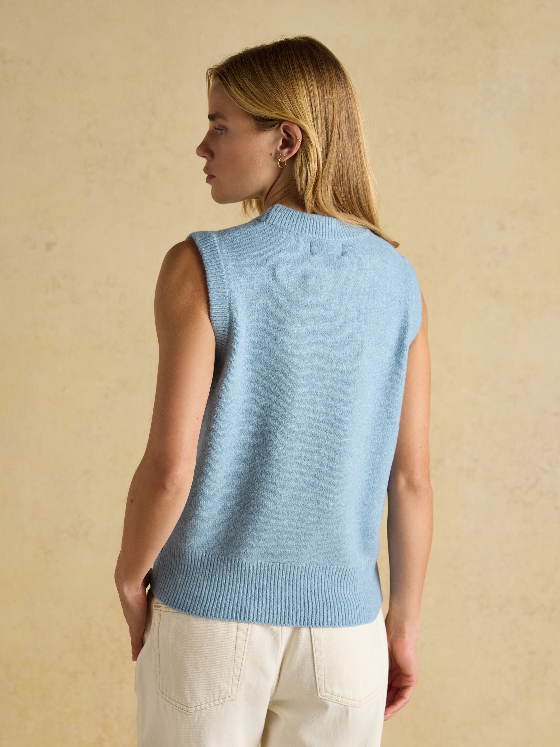 Holly Light Blue Knitted Crew Neck Vest - Image 2 of 6 Holly Light Blue Knitted Crew Neck Vest - Image 2 of 6