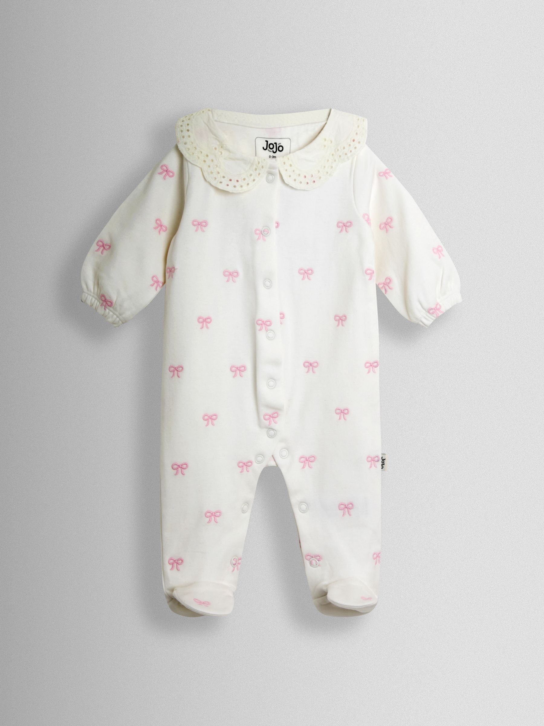 Cream Organic Cotton Embroidered Footed Sleepsuit - Image 1 of 3
