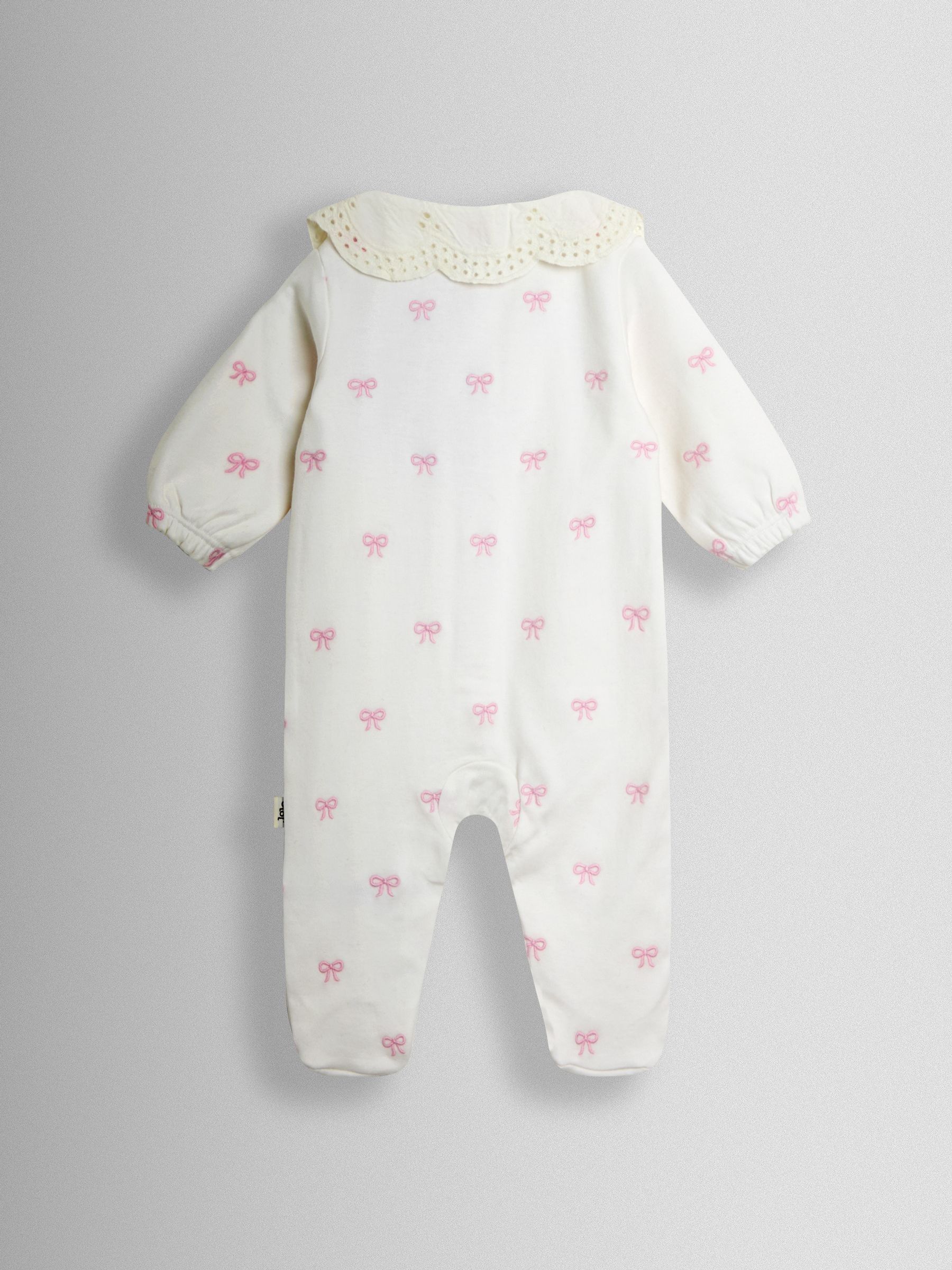 Cream Organic Cotton Embroidered Footed Sleepsuit - Image 2 of 3 Cream Organic Cotton Embroidered Footed Sleepsuit - Image 2 of 3