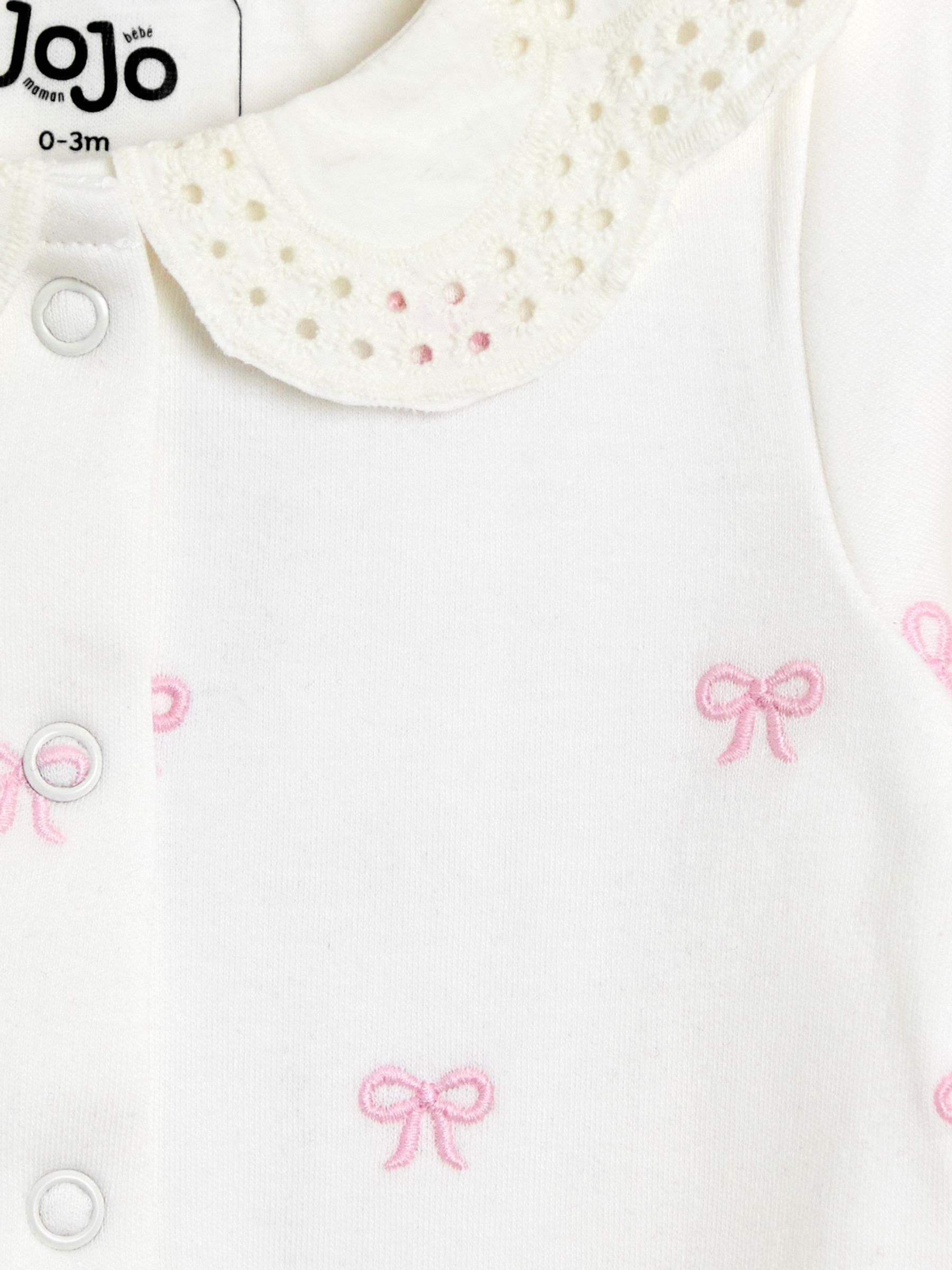 Cream Organic Cotton Embroidered Footed Sleepsuit - Image 3 of 3 Cream Organic Cotton Embroidered Footed Sleepsuit - Image 3 of 3