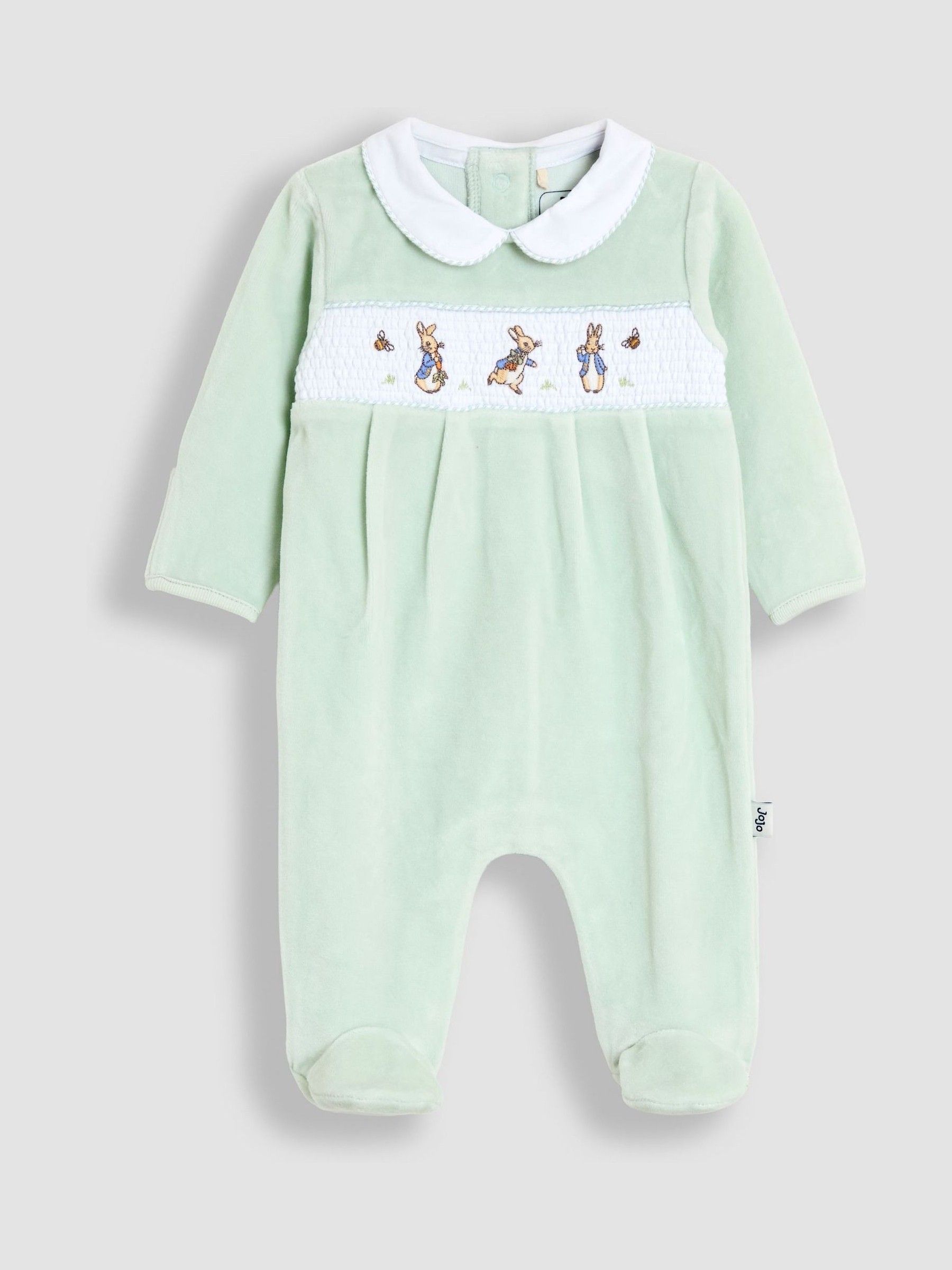 Mint Peter Rabbit Velour Smocked Collared All-In-One - Image 1 of 3