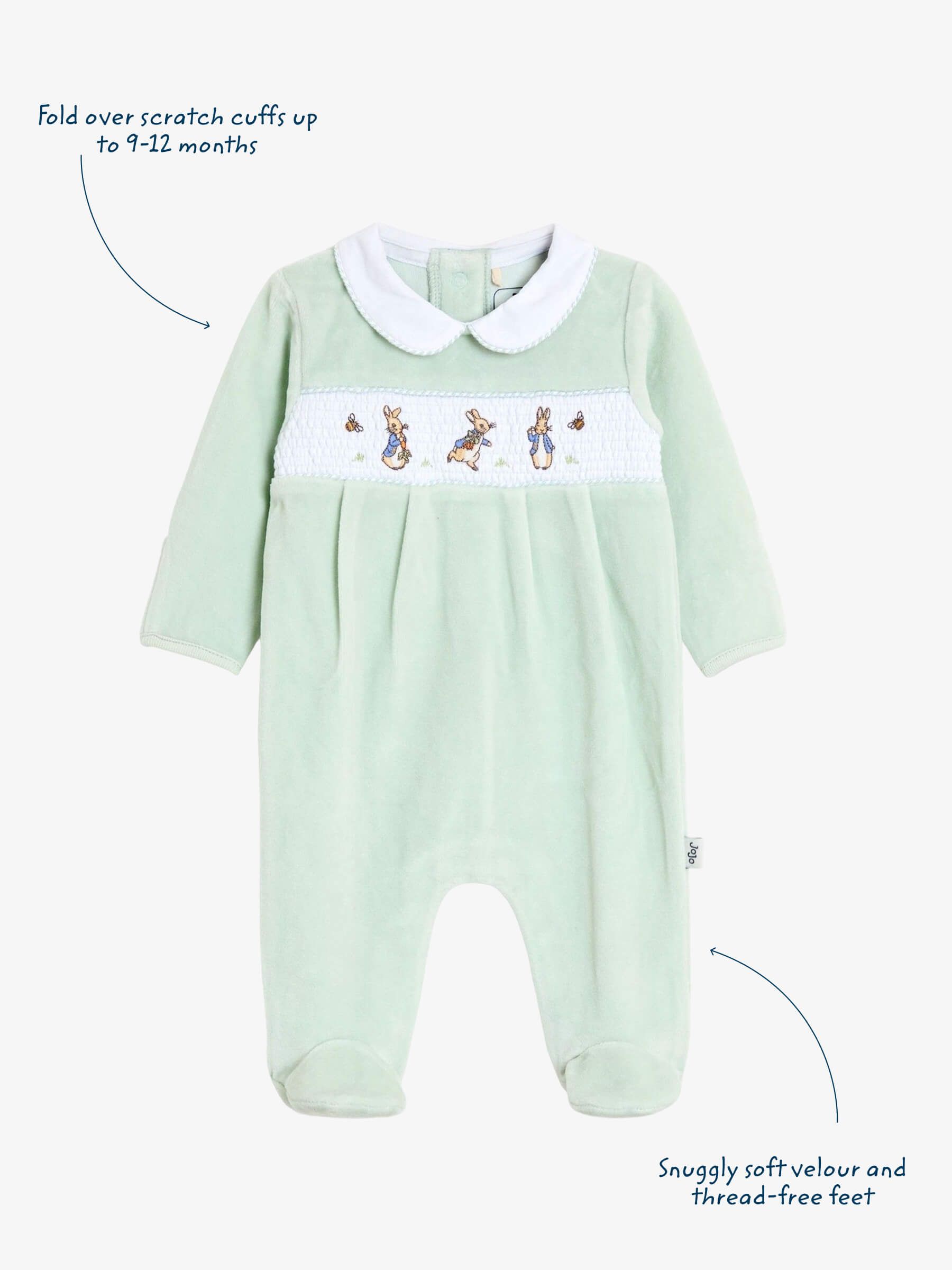 Mint Peter Rabbit Velour Smocked Collared All-In-One - Image 4 of 5