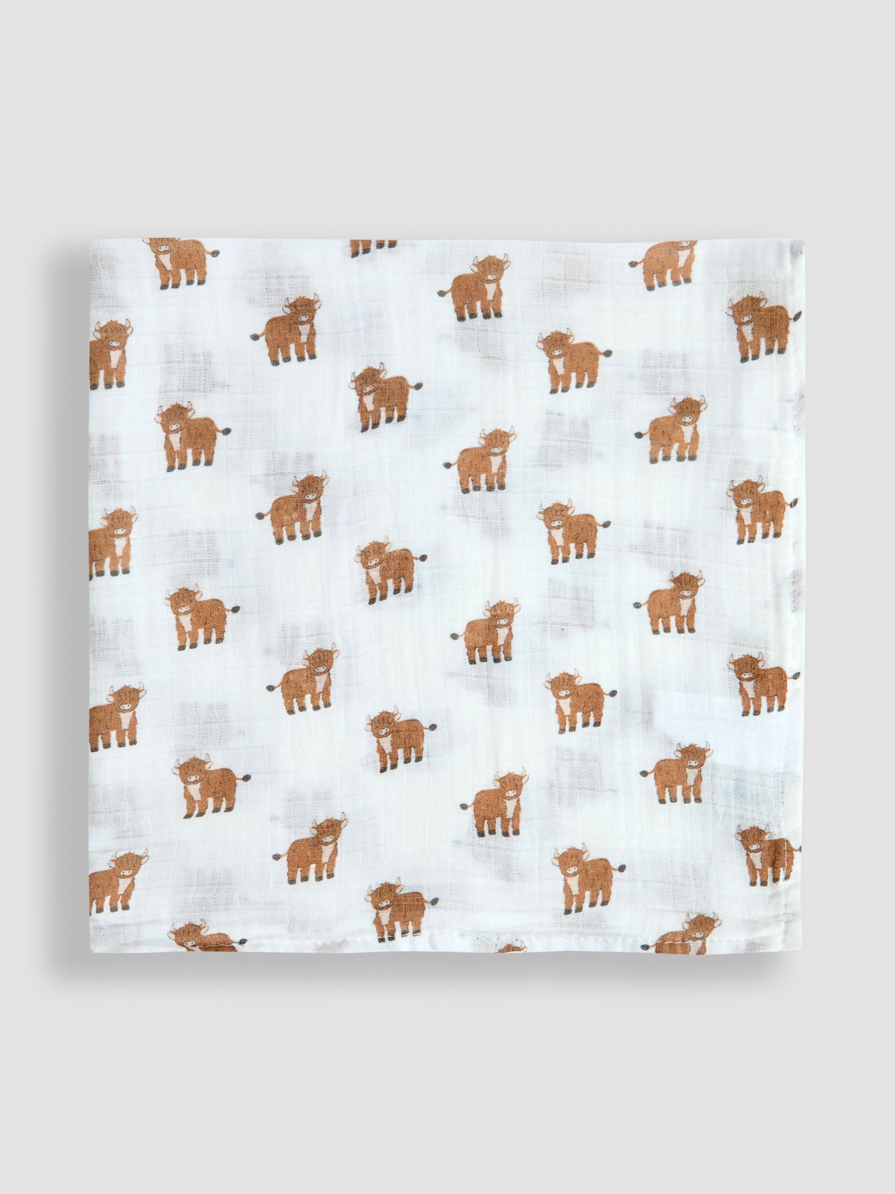 Blue Highland Cow 5-Pack Muslins - Image 3 of 6