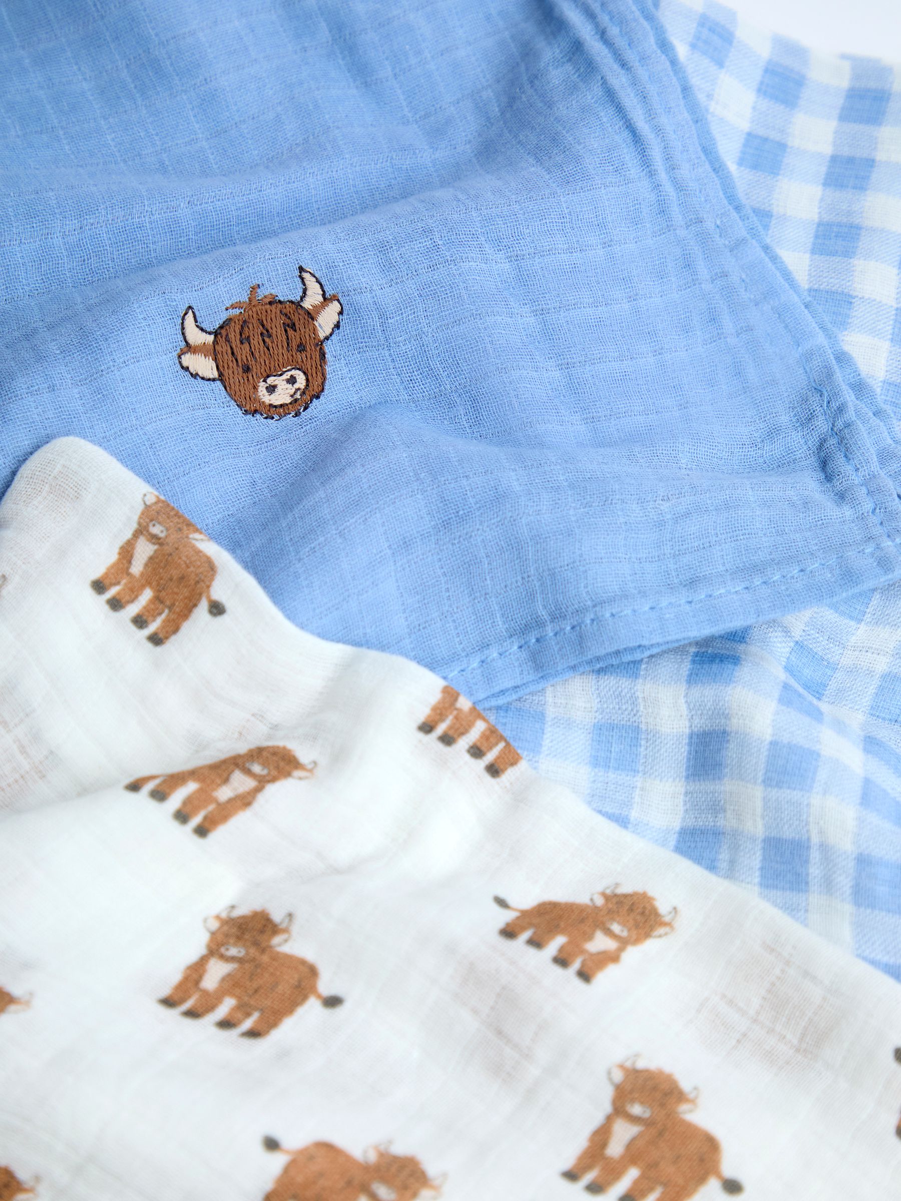 Blue Highland Cow 5-Pack Muslins - Image 6 of 6
