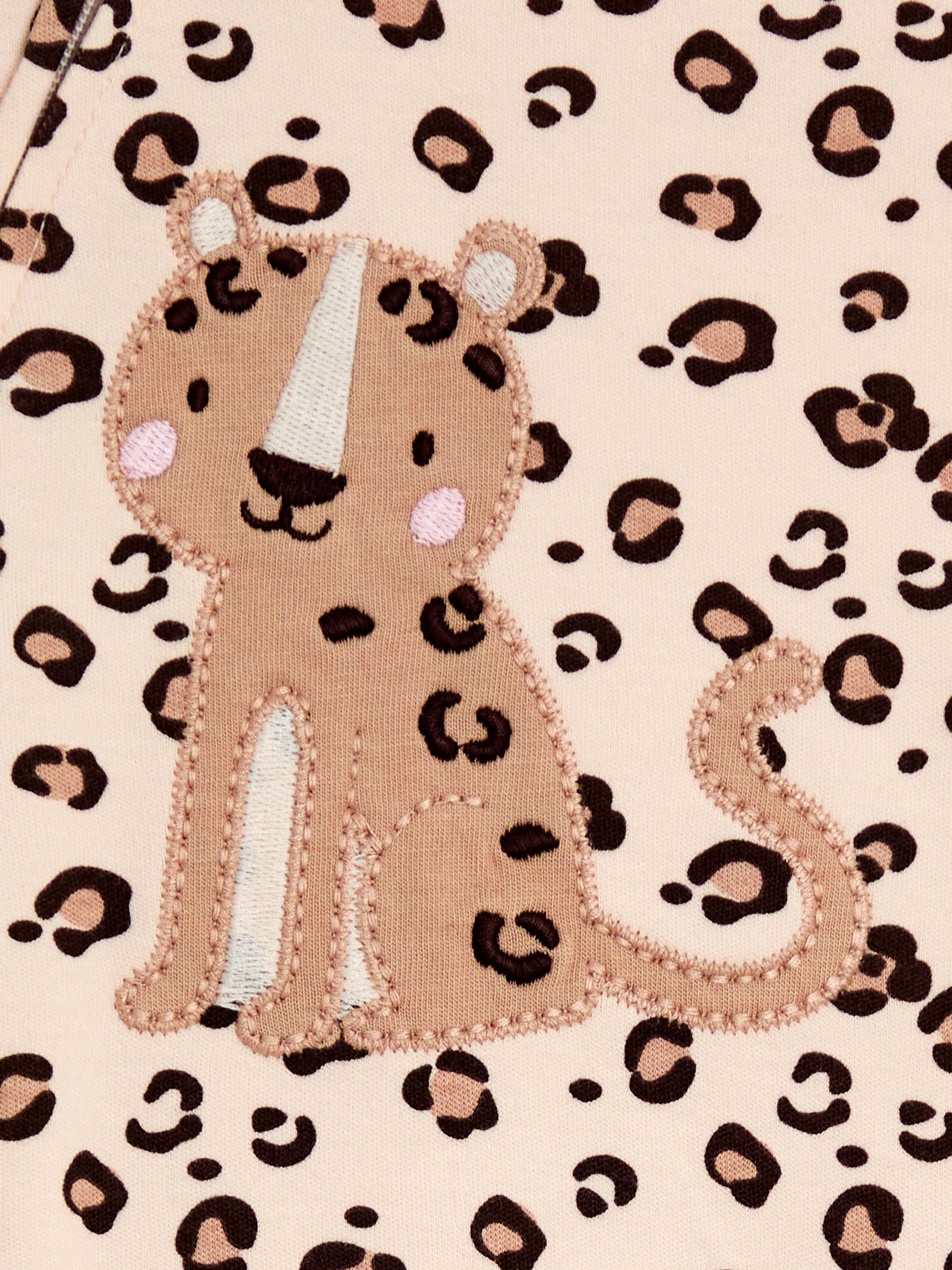 Brown Leopard 100% Cotton Footed Frill Sleepsuit - Image 3 of 3