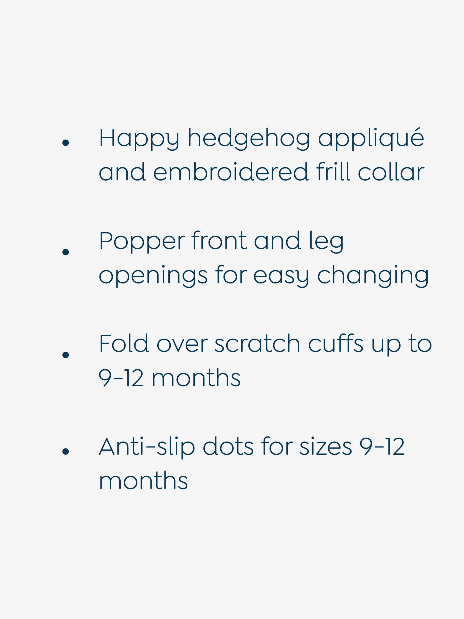 Mint Hedgehog Velour Appliqué Footed All-In-One - Image 4 of 5