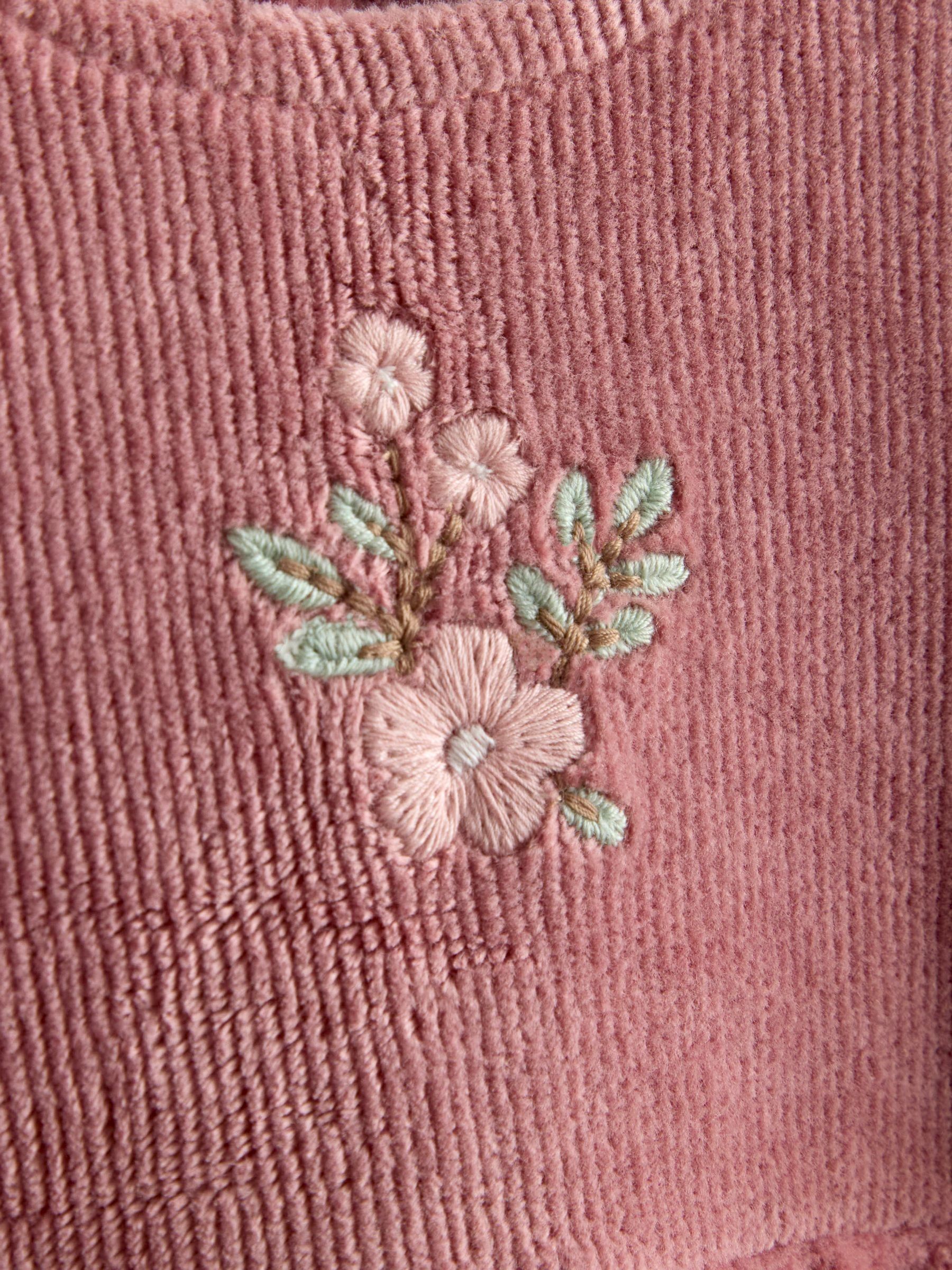 Pink Flower Velour Dungaree & Body Set - Image 5 of 6