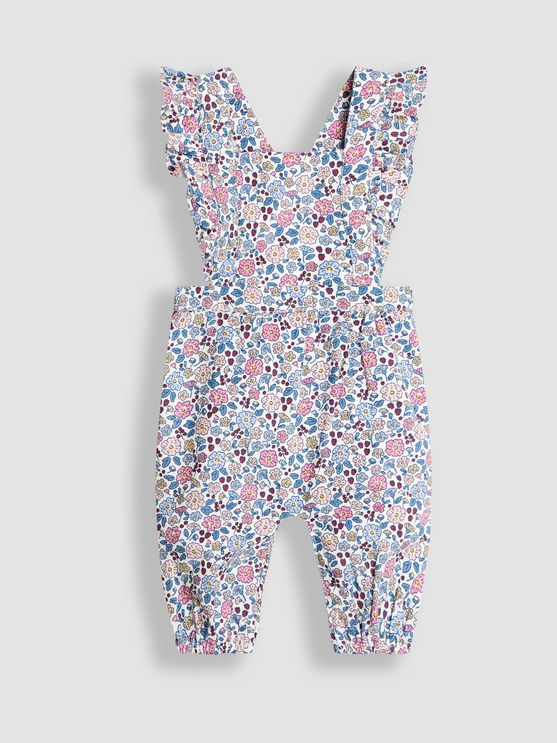 Pink Ditsy Floral Cord Frill Dungarees & Body Set - Image 2 of 5