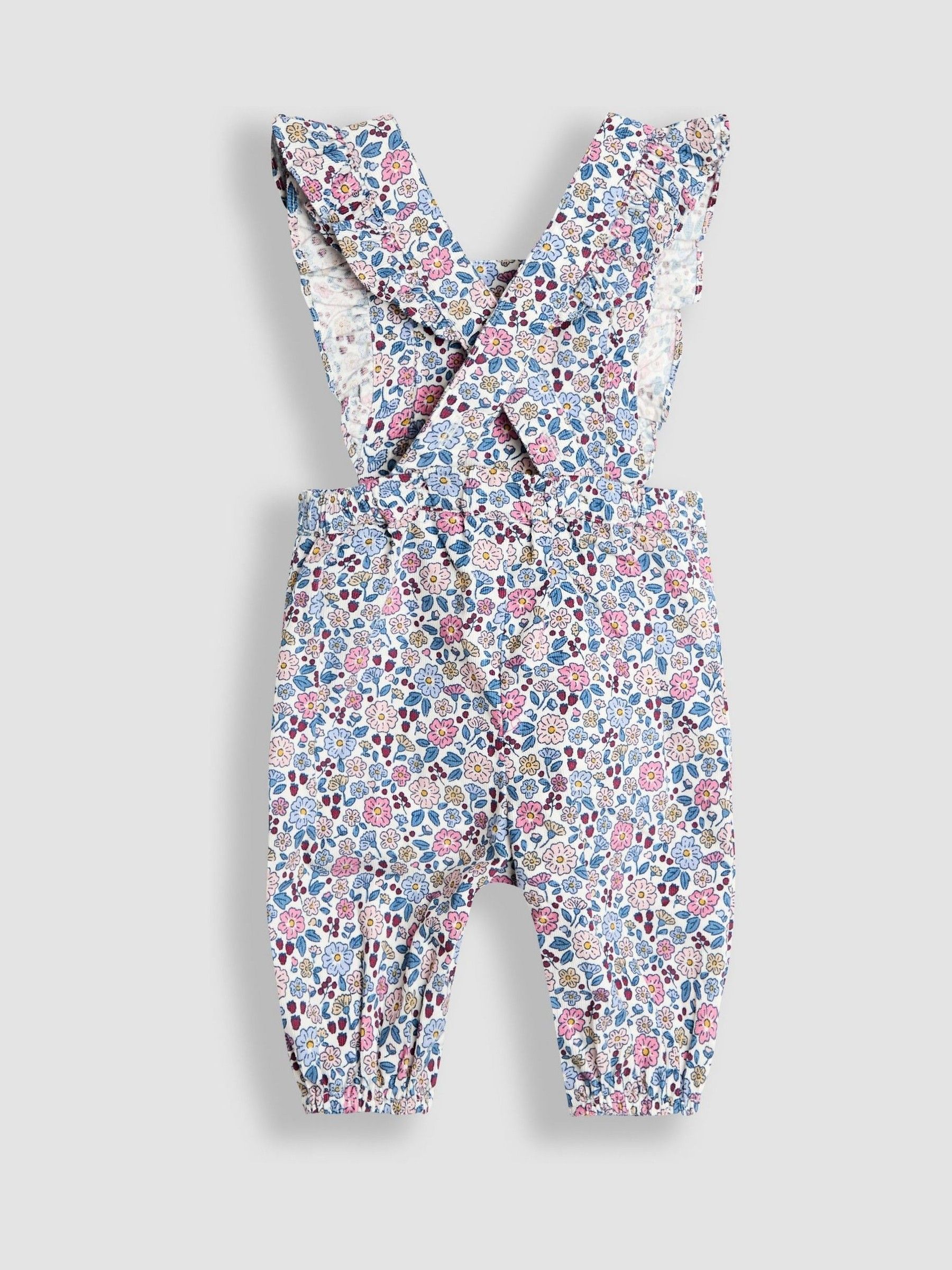 Pink Ditsy Floral Cord Frill Dungarees & Body Set - Image 3 of 5