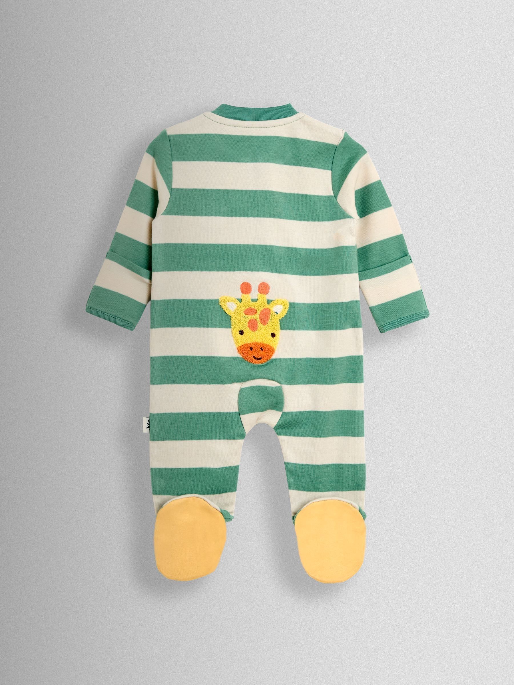 Green Giraffe Wide Stripe Character Footed Sleepsuit - Image 4 of 5