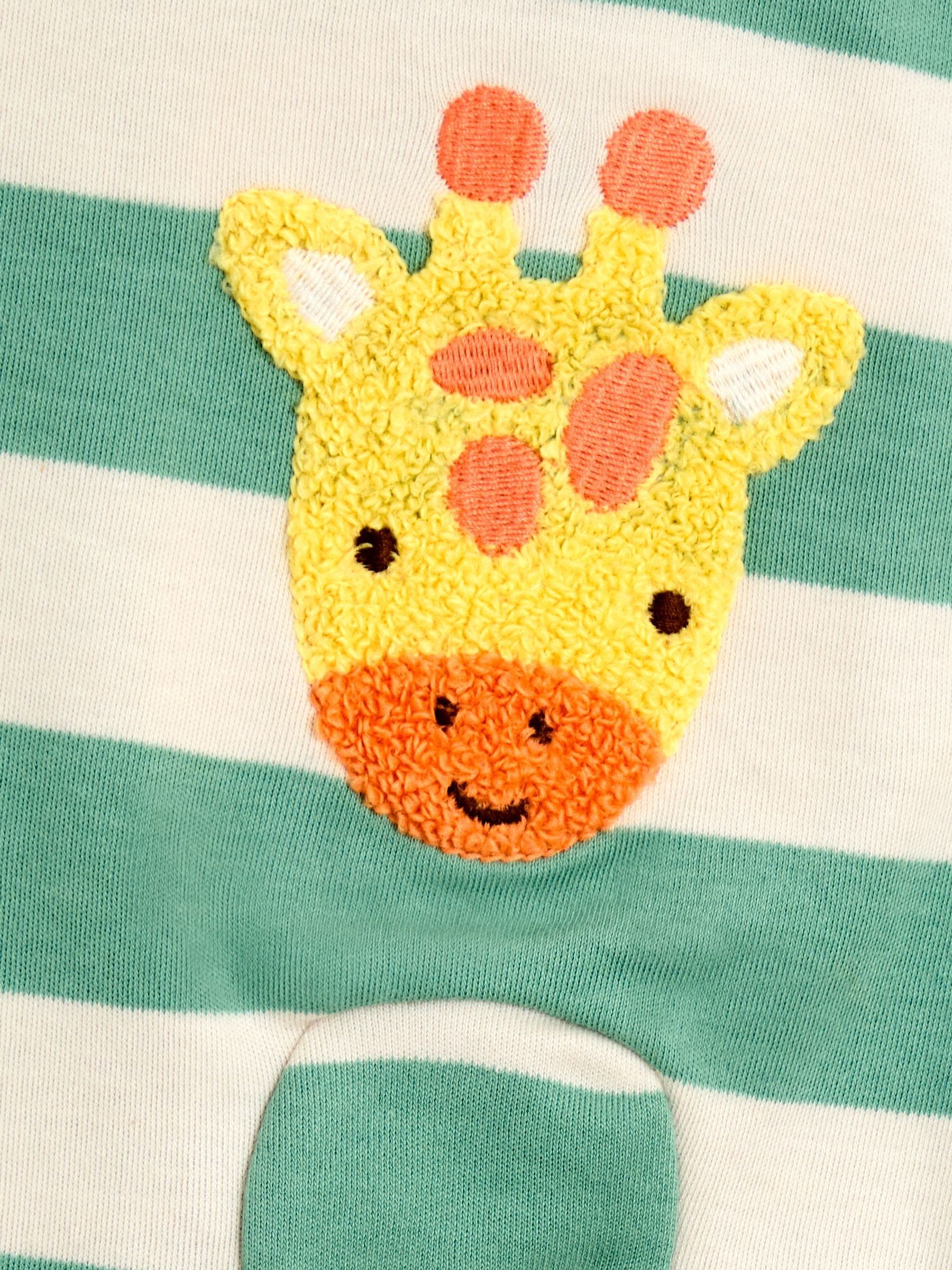 Green Giraffe Wide Stripe Character Footed Sleepsuit - Image 4 of 4 Green Giraffe Wide Stripe Character Footed Sleepsuit - Image 4 of 4