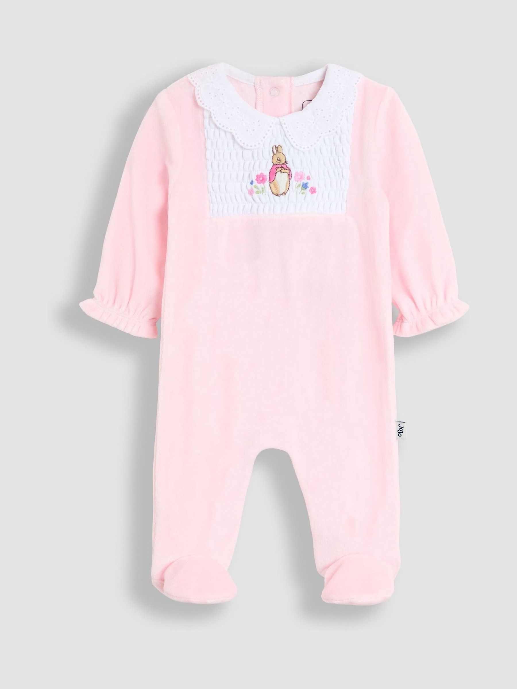 Pink Flopsy Embroidered Smocked Footed Sleepsuit - Image 1 of 3