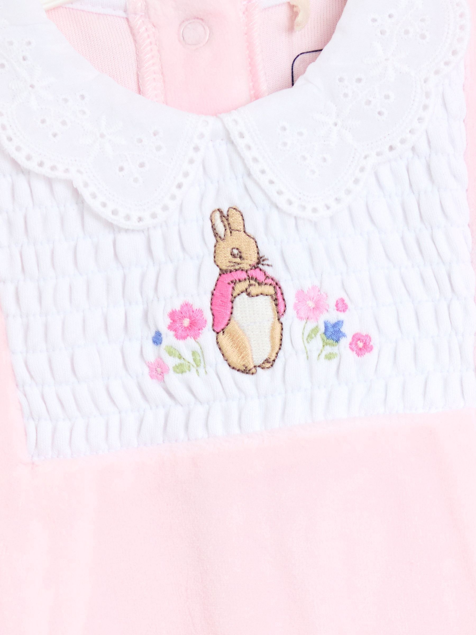 Pink Flopsy Embroidered Smocked Footed Sleepsuit - Image 3 of 3