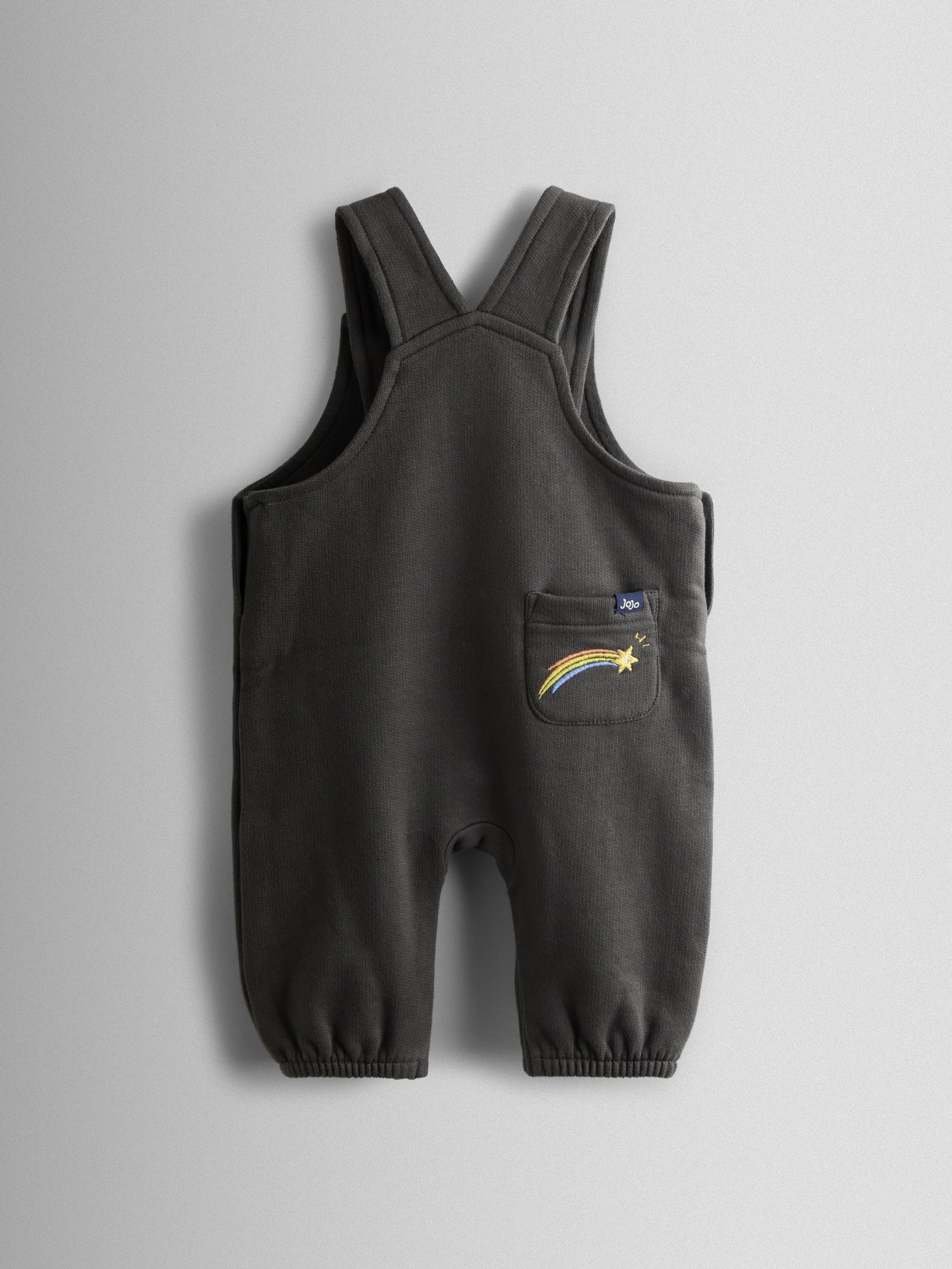 Charcoal Grey Rocket 2-Piece Turn Up Dungarees & Top Set - Image 3 of 7