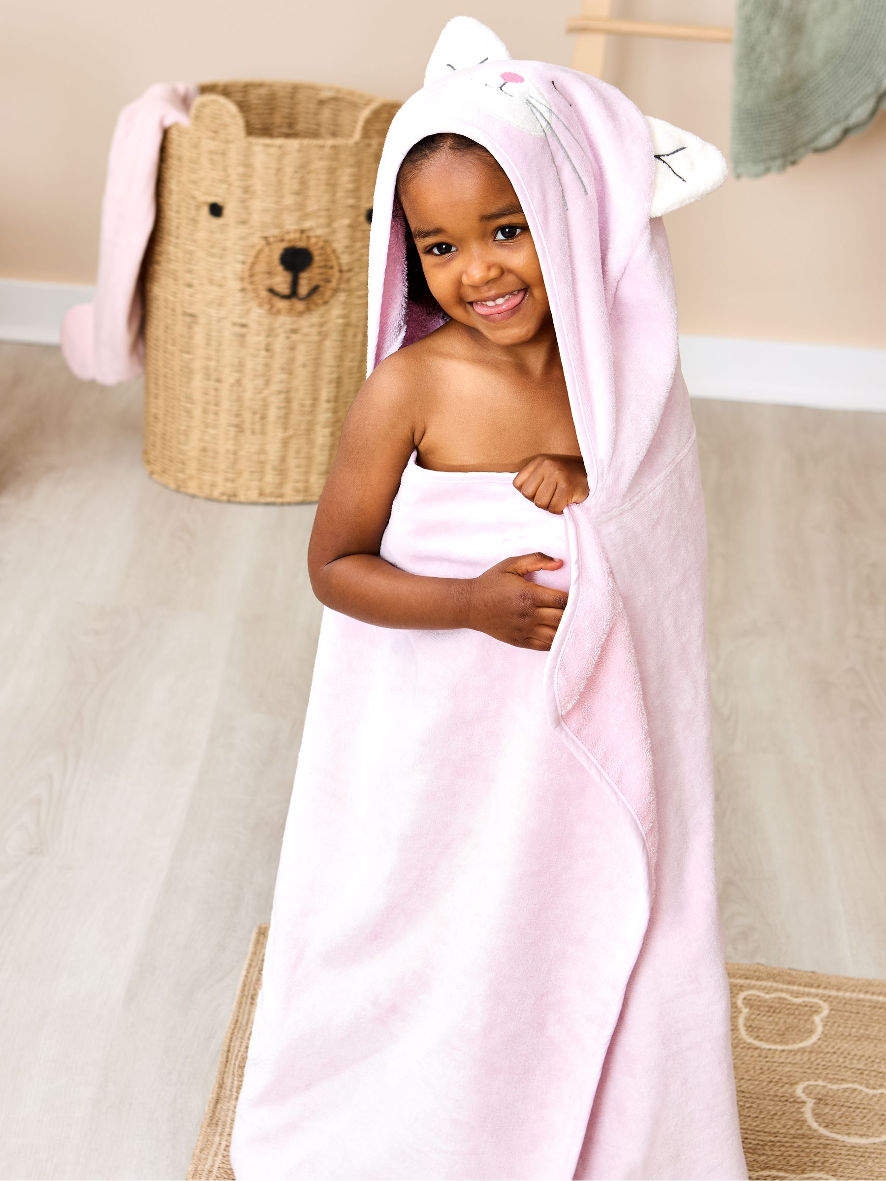 Pink Cat Large Hooded Towel | JoJo Maman Bébé USA