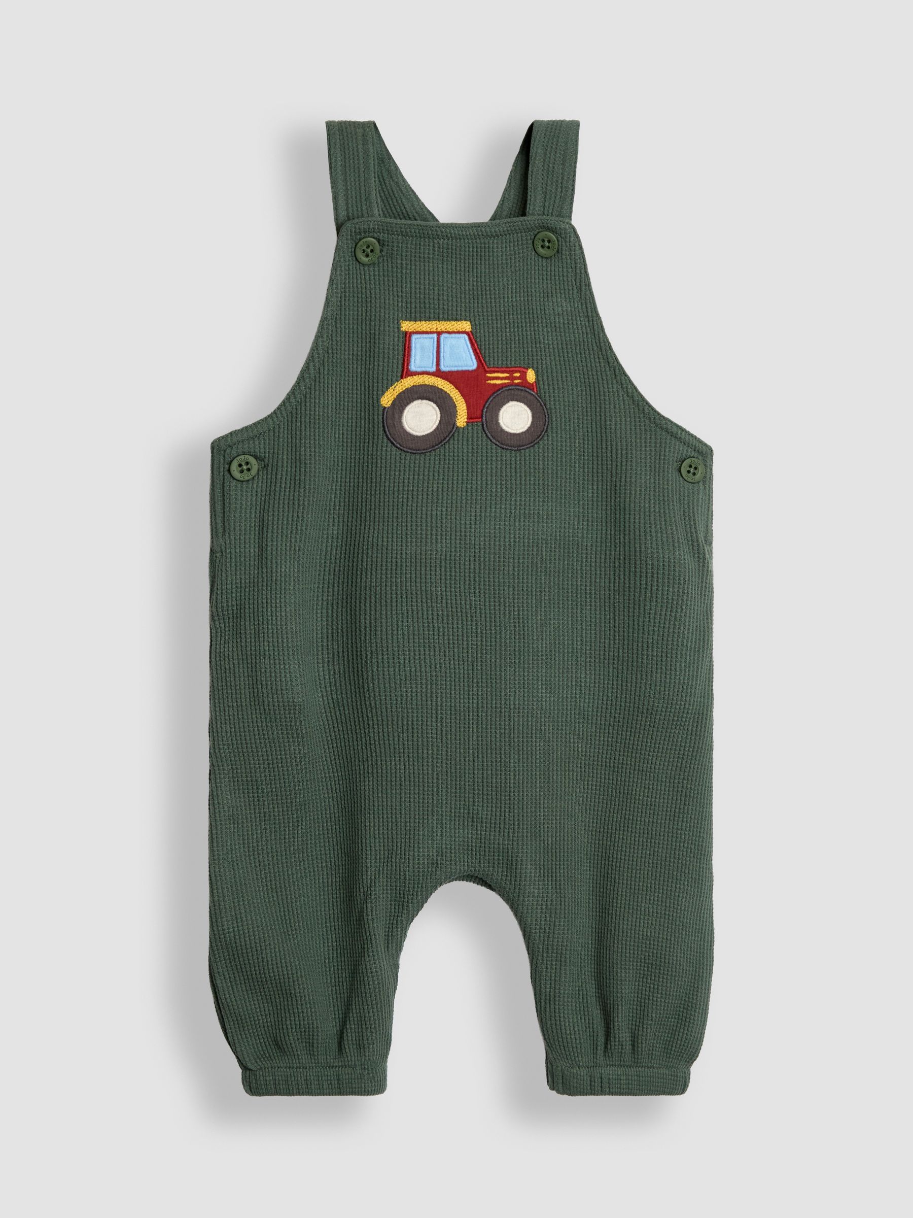 Green Tractor 2-Piece Appliqué Waffle Dungarees & Top Set - Image 2 of 7