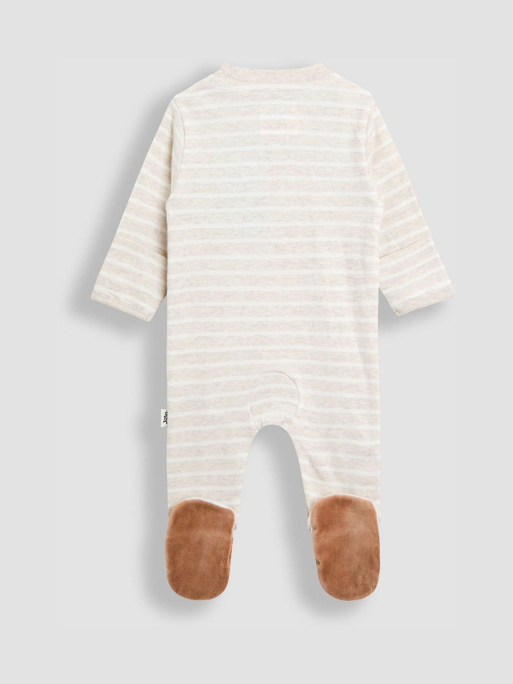 Natural Highland Cow Stripe Appliqué Zip Footed Sleepsuit - Image 4 of 5