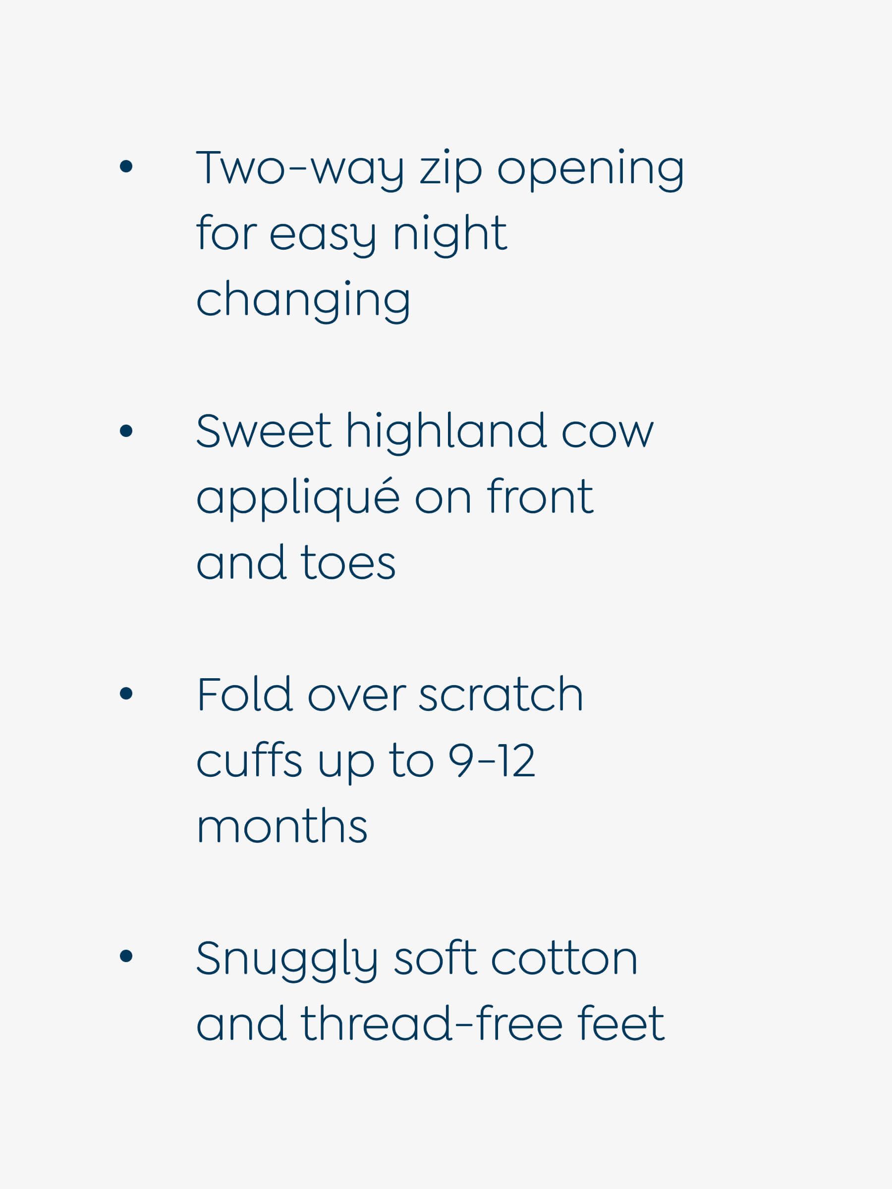 Natural Highland Cow Stripe Appliqué Zip Footed Sleepsuit - Image 5 of 5 Natural Highland Cow Stripe Appliqué Zip Footed Sleepsuit - Image 5 of 5