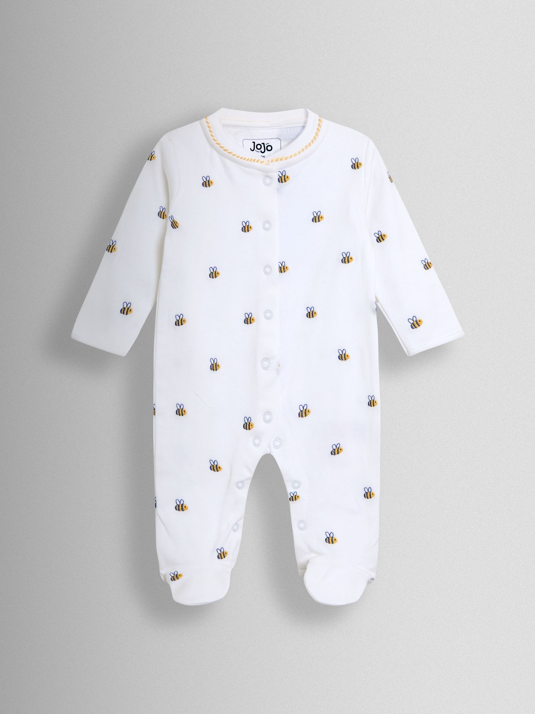 White Bee Organic Cotton Embroidered Footed Sleepsuit - Image 1 of 3