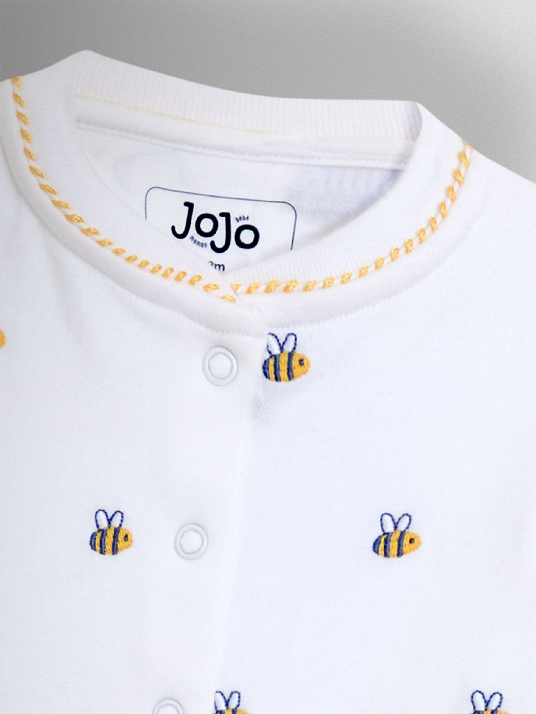 White Bee Organic Cotton Embroidered Footed Sleepsuit - Image 3 of 3