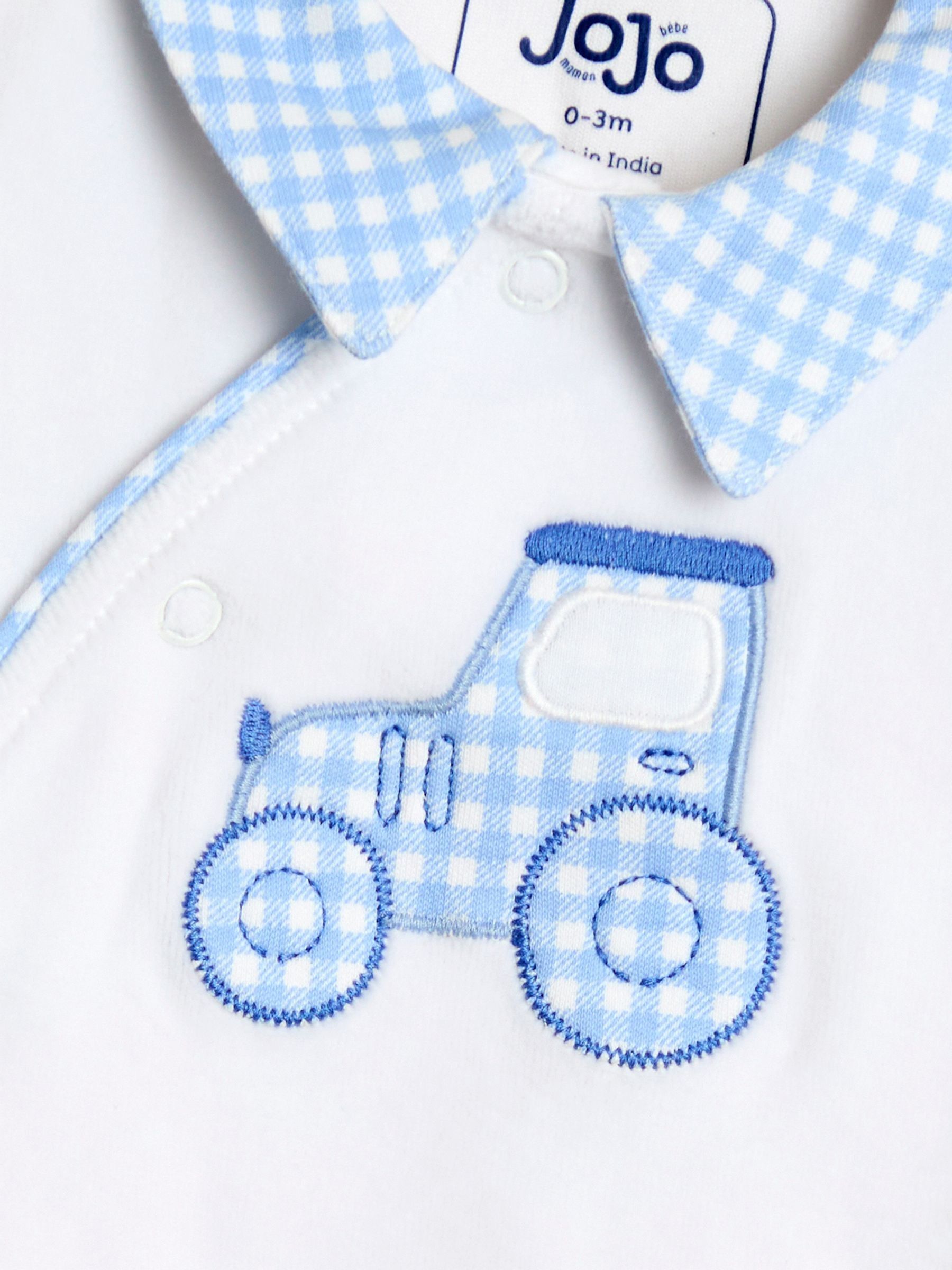 White Tractor Velour Appliqué Footed All-In-One - Image 5 of 5
